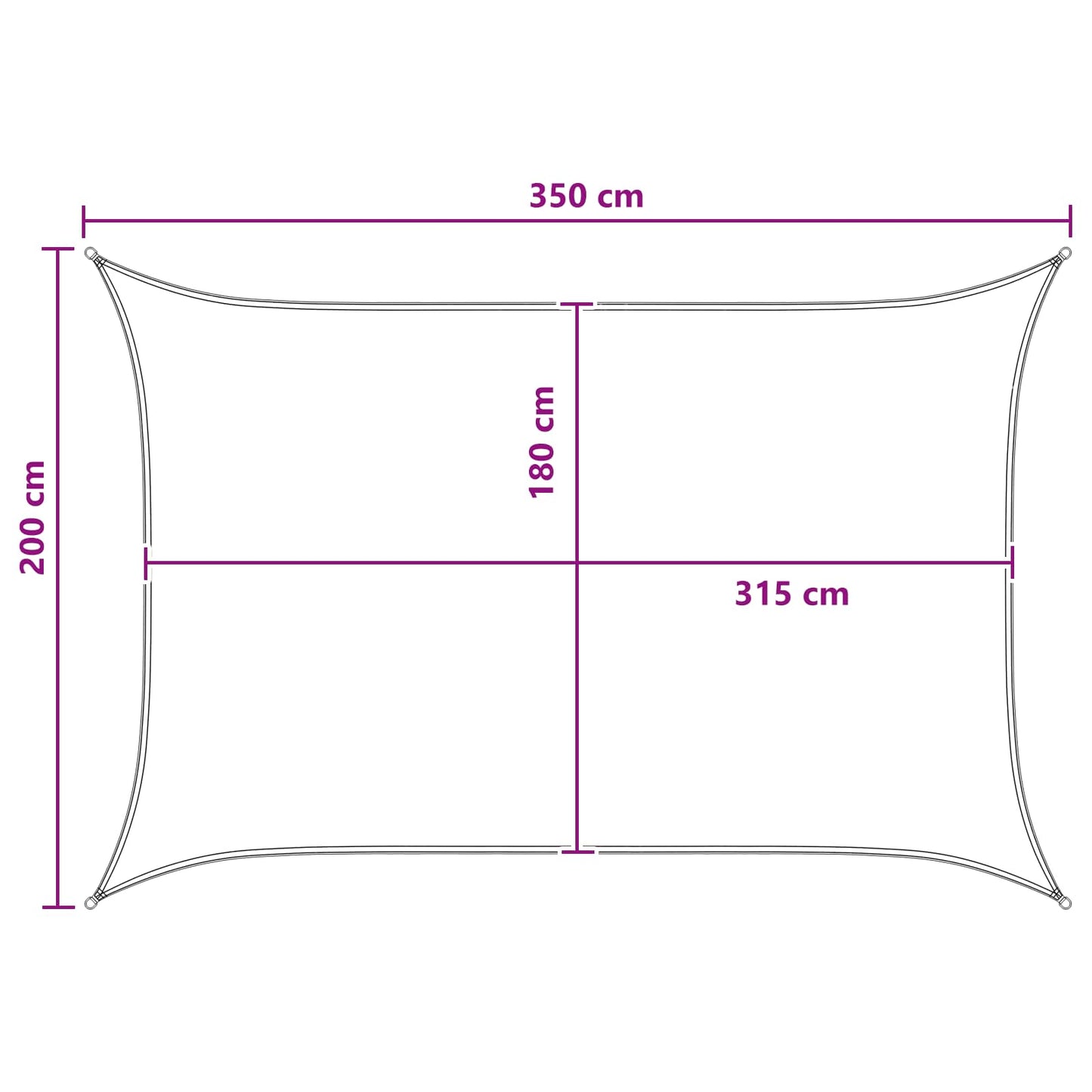 Saulės šešėlio audinys Antracito ir baltos 2 x 3,5 m HDPE