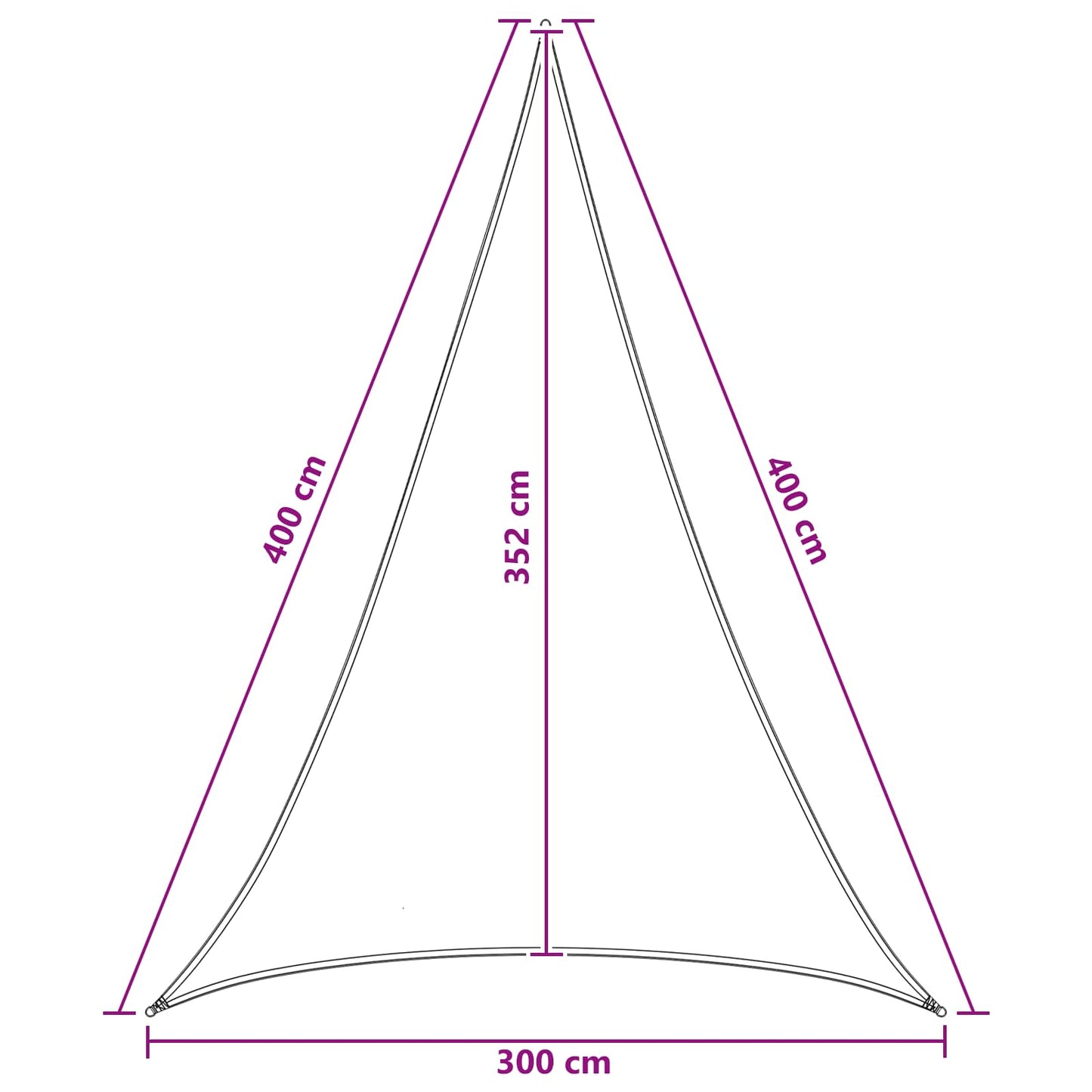 Saulės šešėlio audinys 3 x 4 x 4 m HDPE