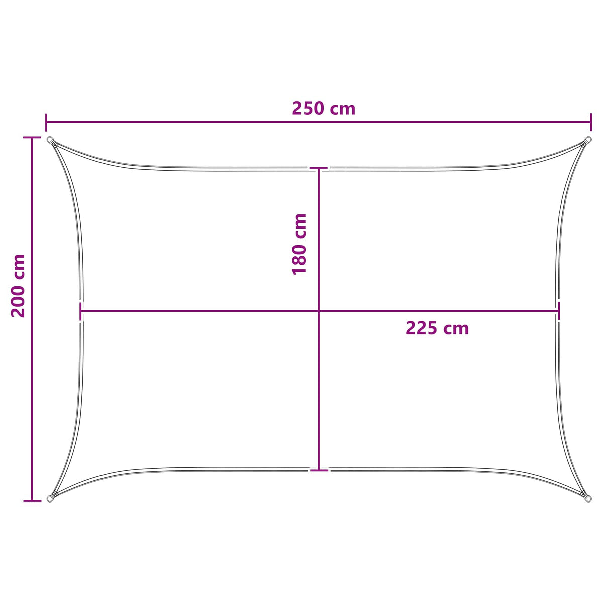 Saulės šešėlio audinys 2 x 2,5 m HDPE Stačiakampio