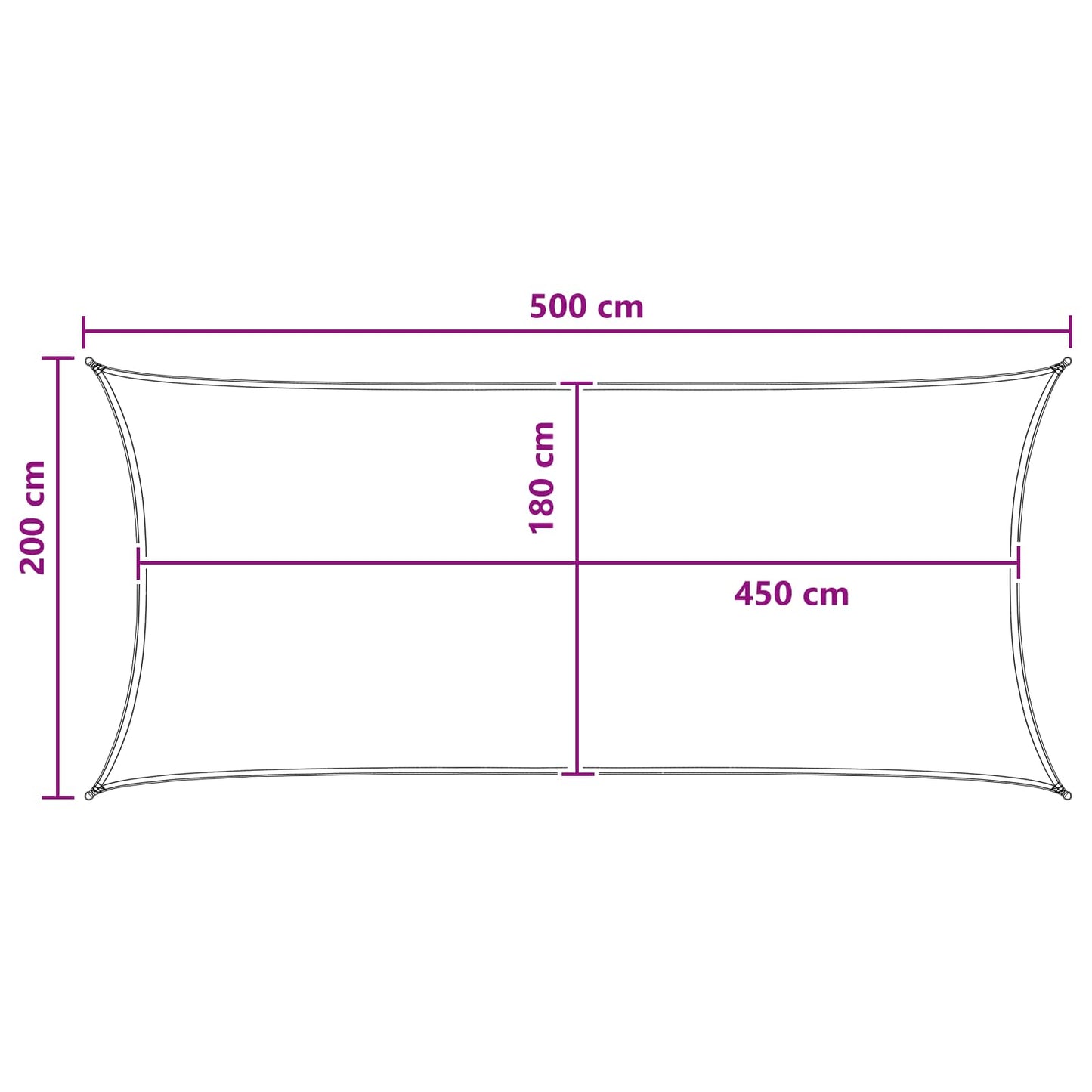 Saulės šešėlio audinys 2 x 5 m HDPE Stačiakampio