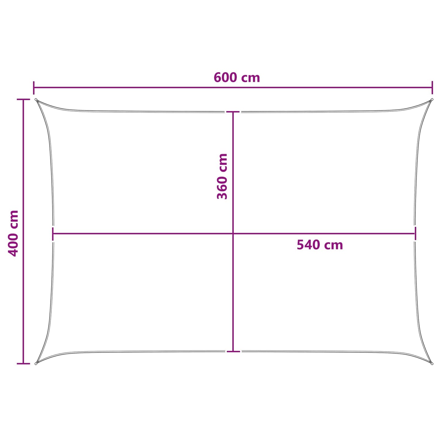 Saulės šešėlio audinys 4 x 6 m HDPE Stačiakampio