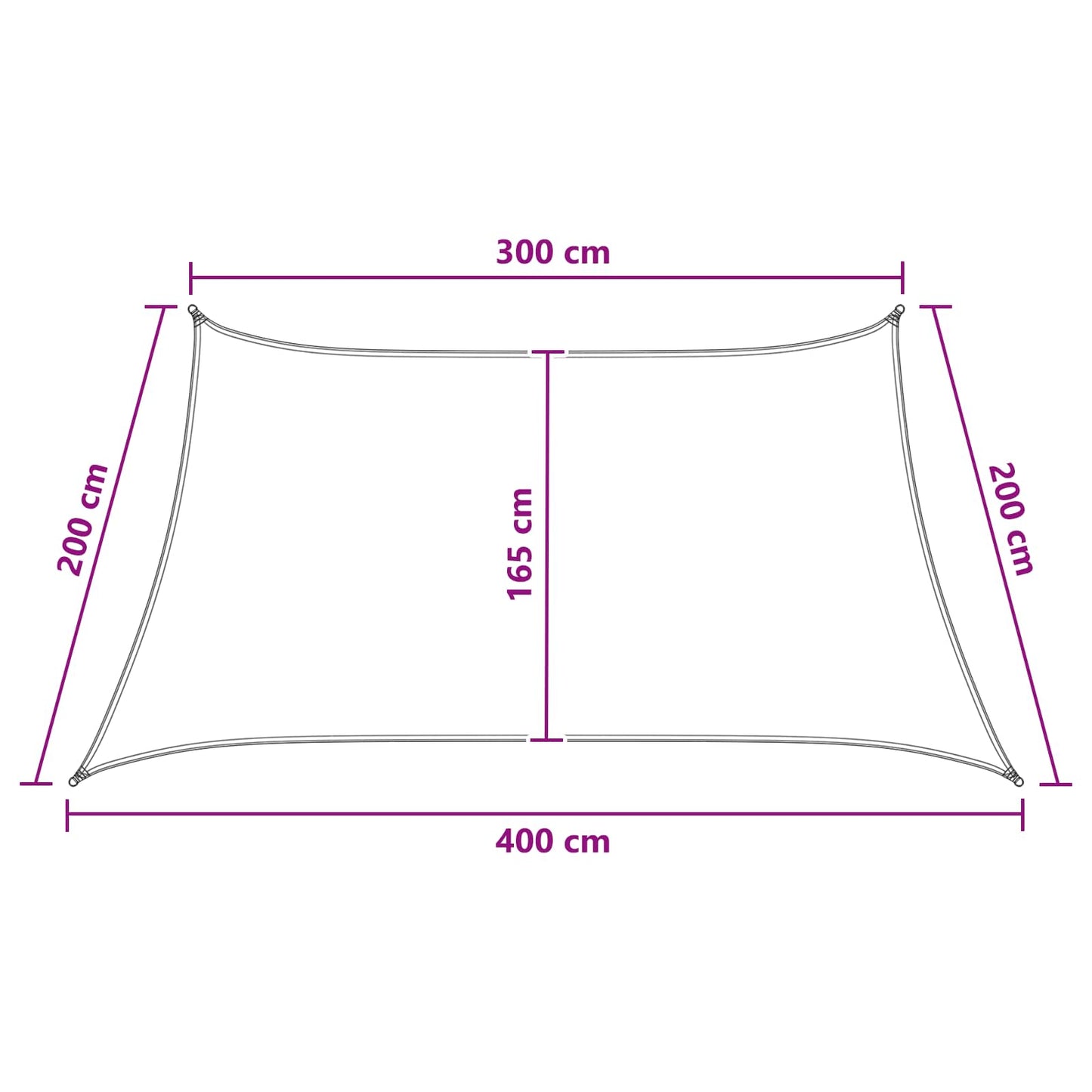 Saulės šešėlio audinys Geltona ir balta 3 / 4 x 2 m HDPE