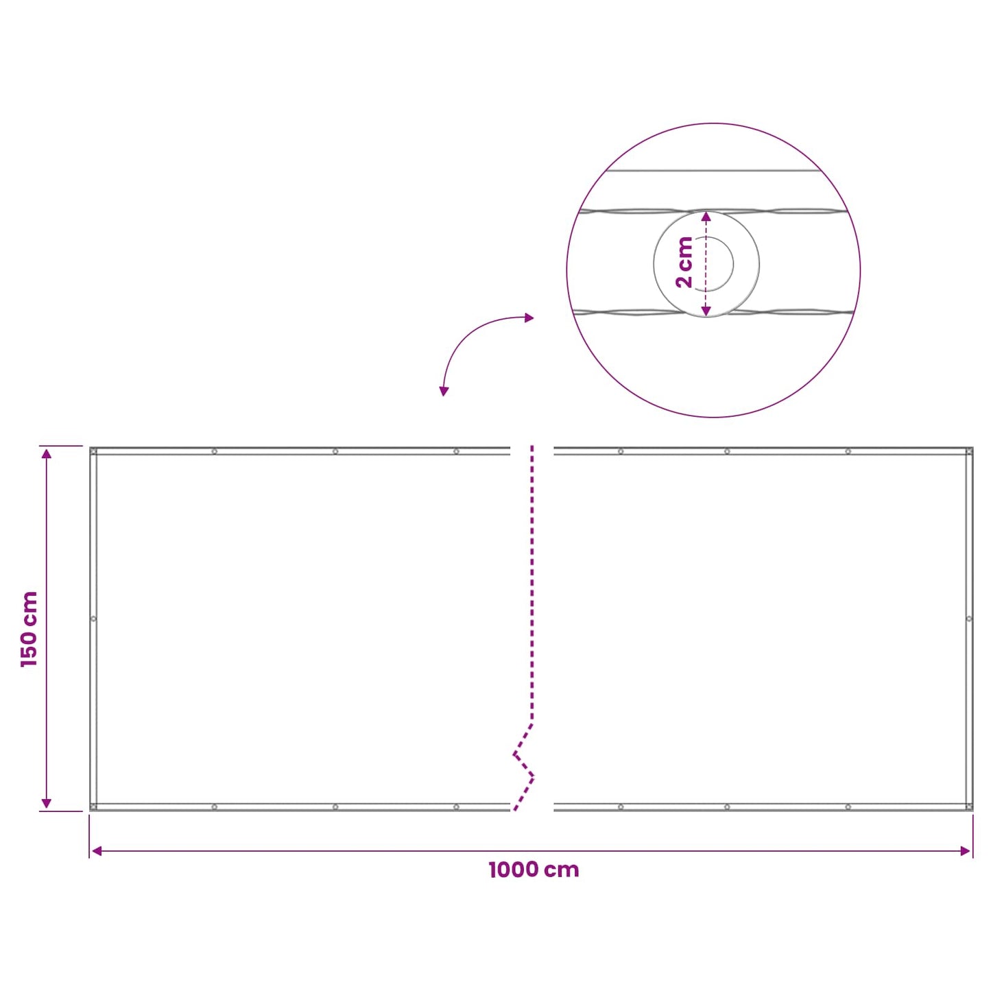 Balkono privatumo ekranas 150 x 1000 cm Audinys su PU danga