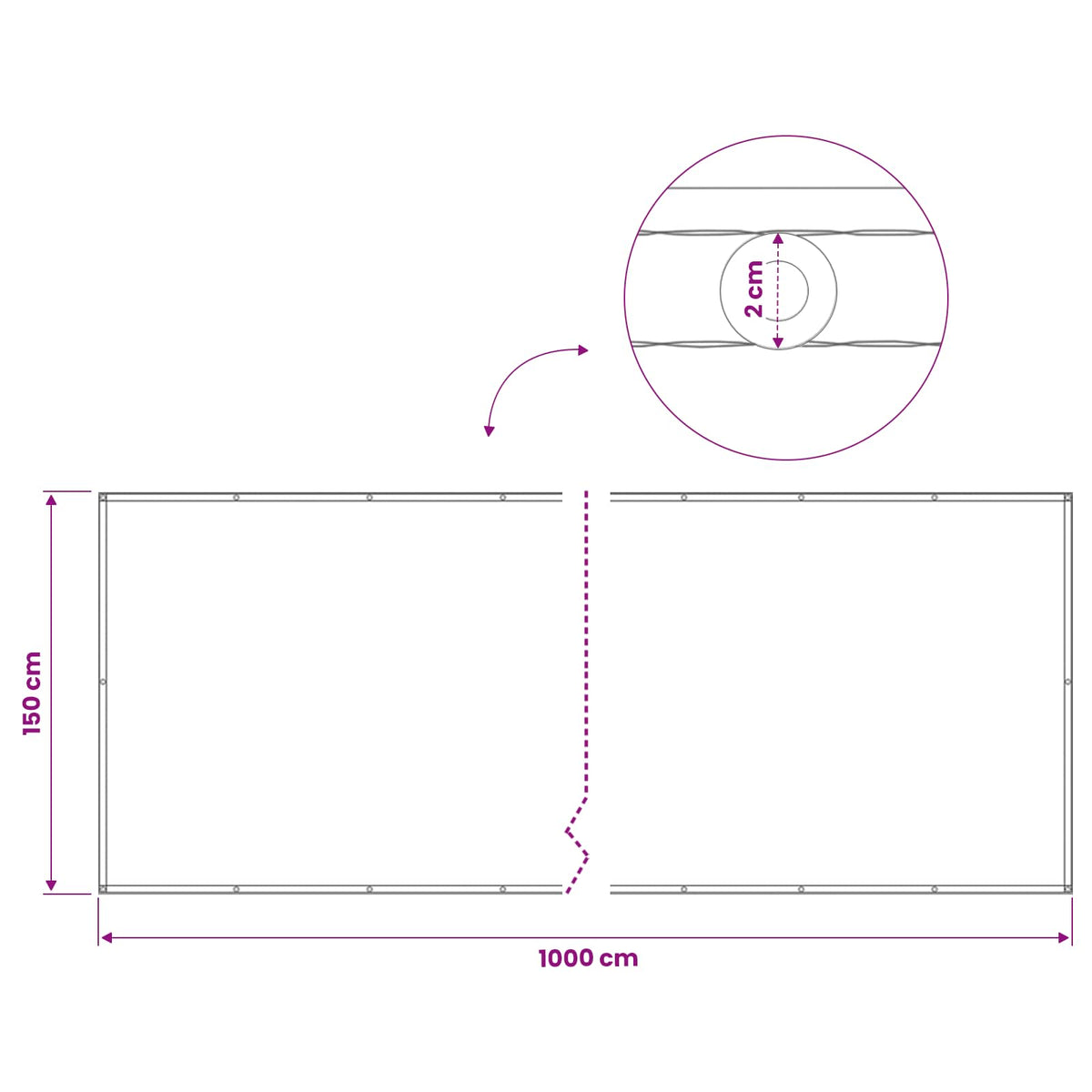 Balkono privatumo ekranas 150 x 1000 cm Audinys su PU danga