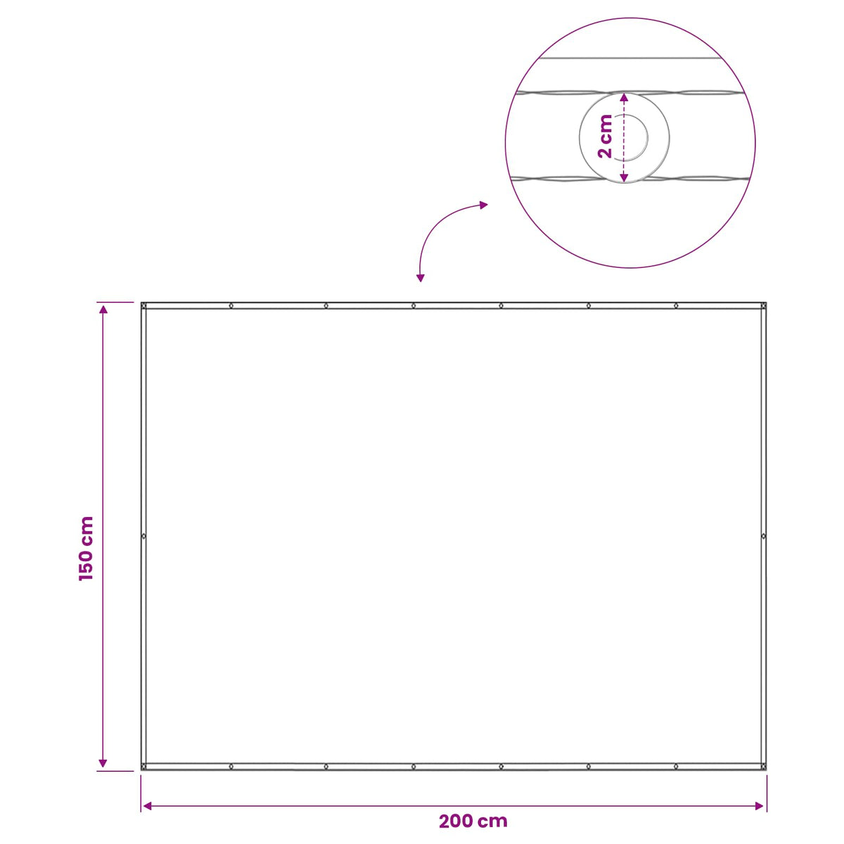 Balkono privatumo ekranas 150 x 200 cm Audinys su PU danga