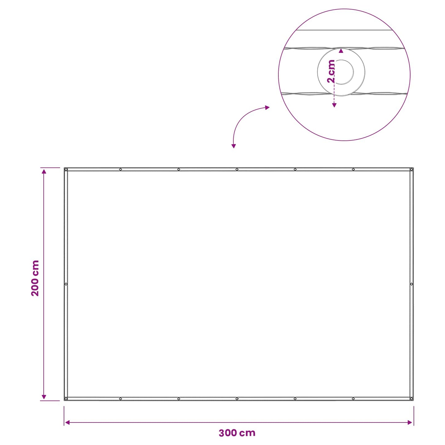 Balkono privatumo ekranas 200 x 300 cm Audinys su PU danga