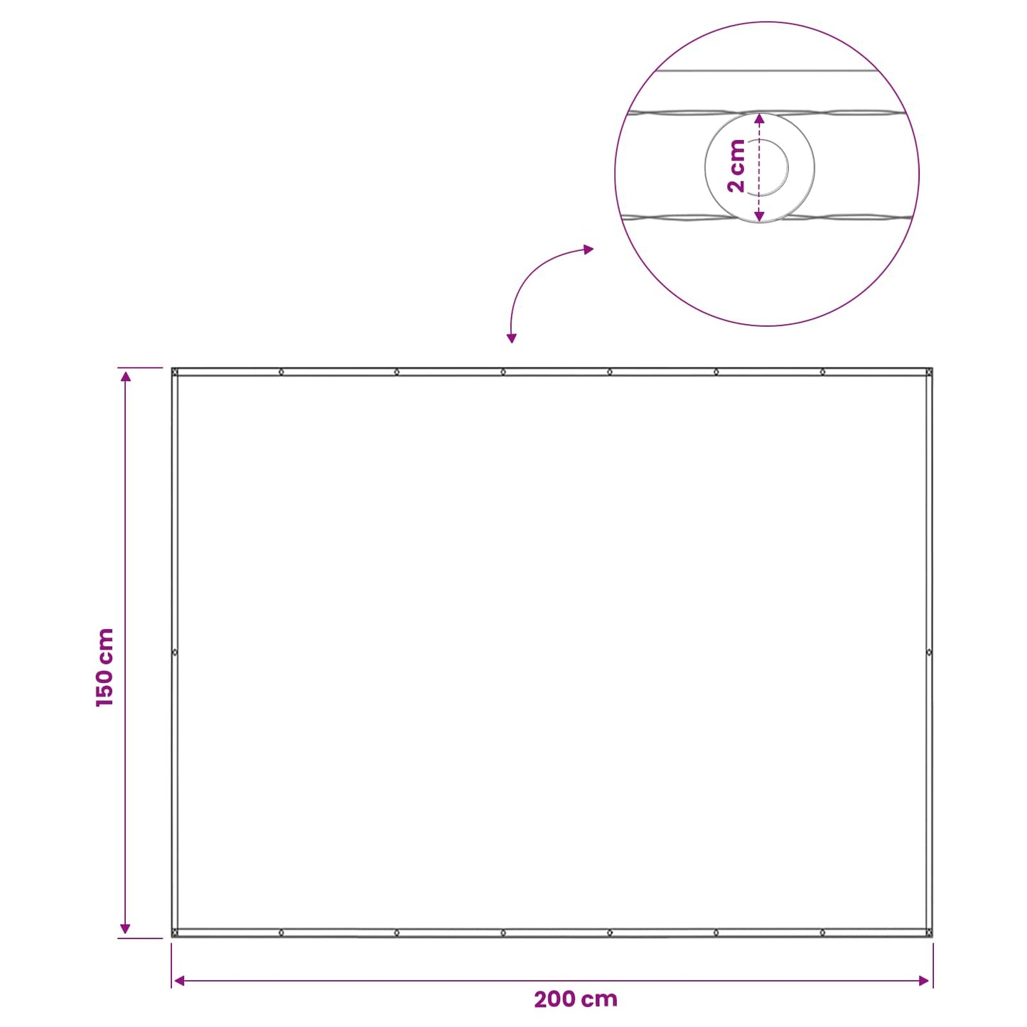 Balkono privatumo ekranas 150 x 200 cm Audinys su PU danga