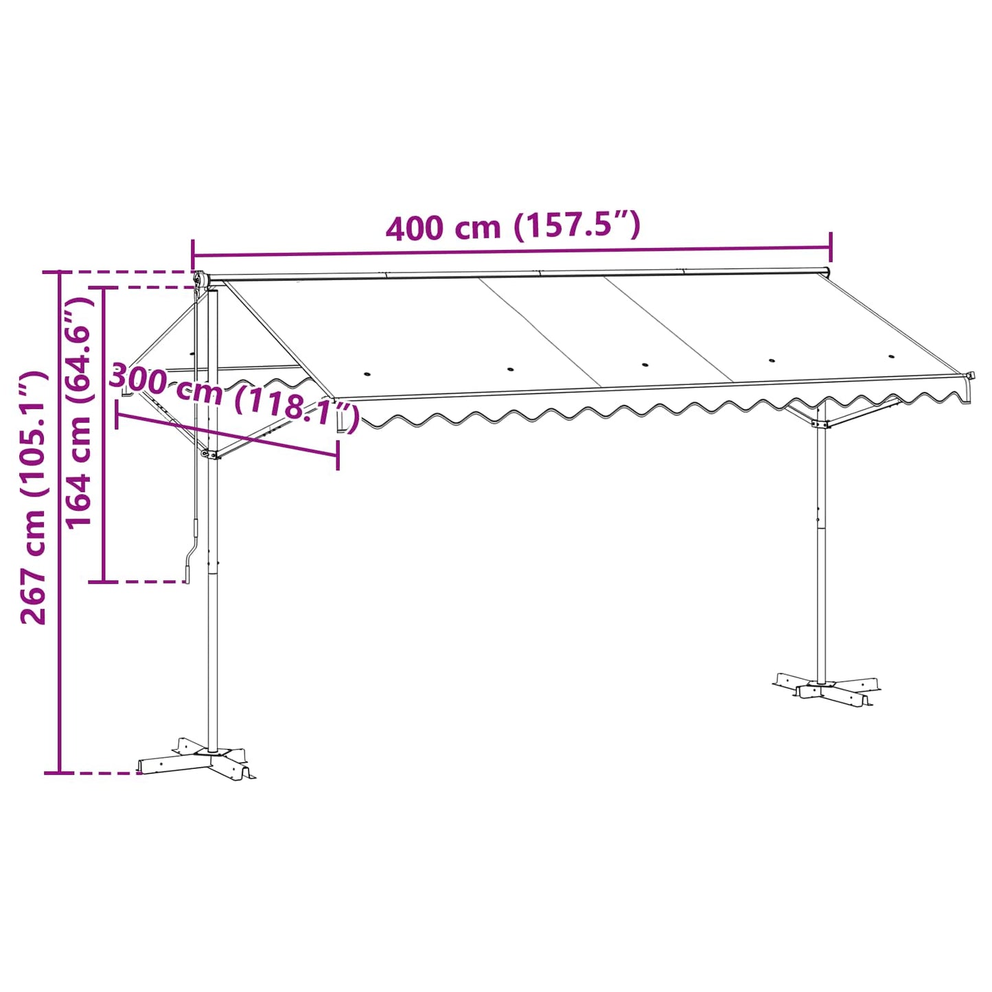 Atvira markizė Pilka 4 × 3 m Poliesteris