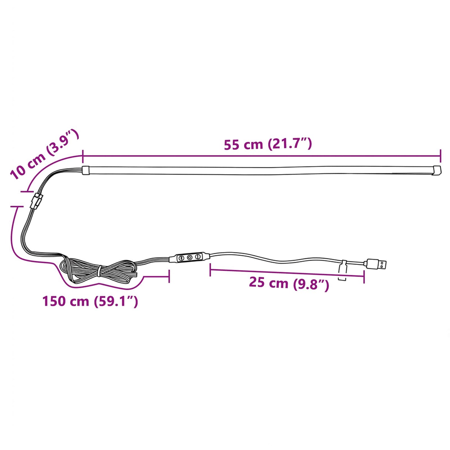 LED juosta 55 cm Įvairiaspalvis PVC