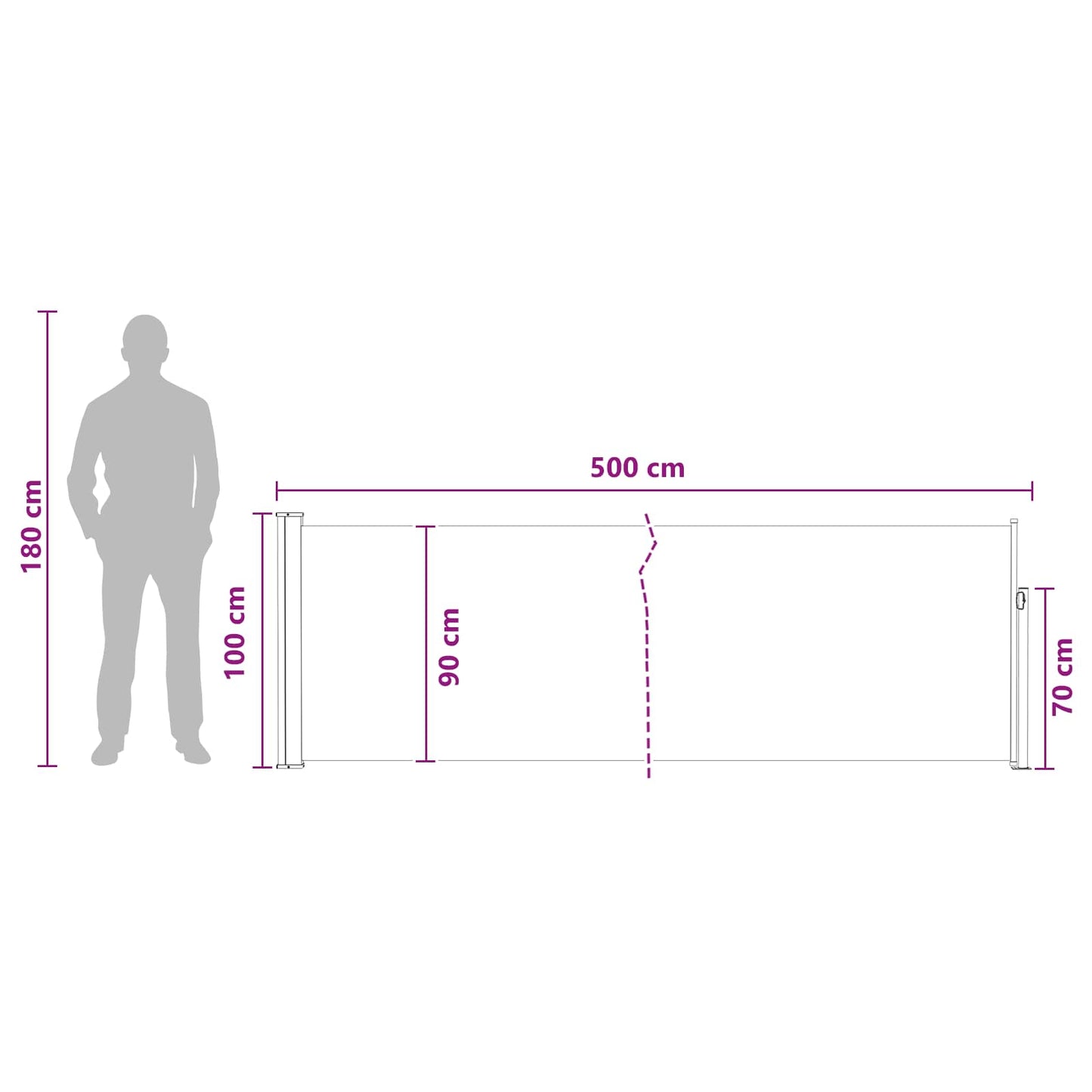 Ištraukiama šoninė užuolaida 500 x 100 cm Poliesteris