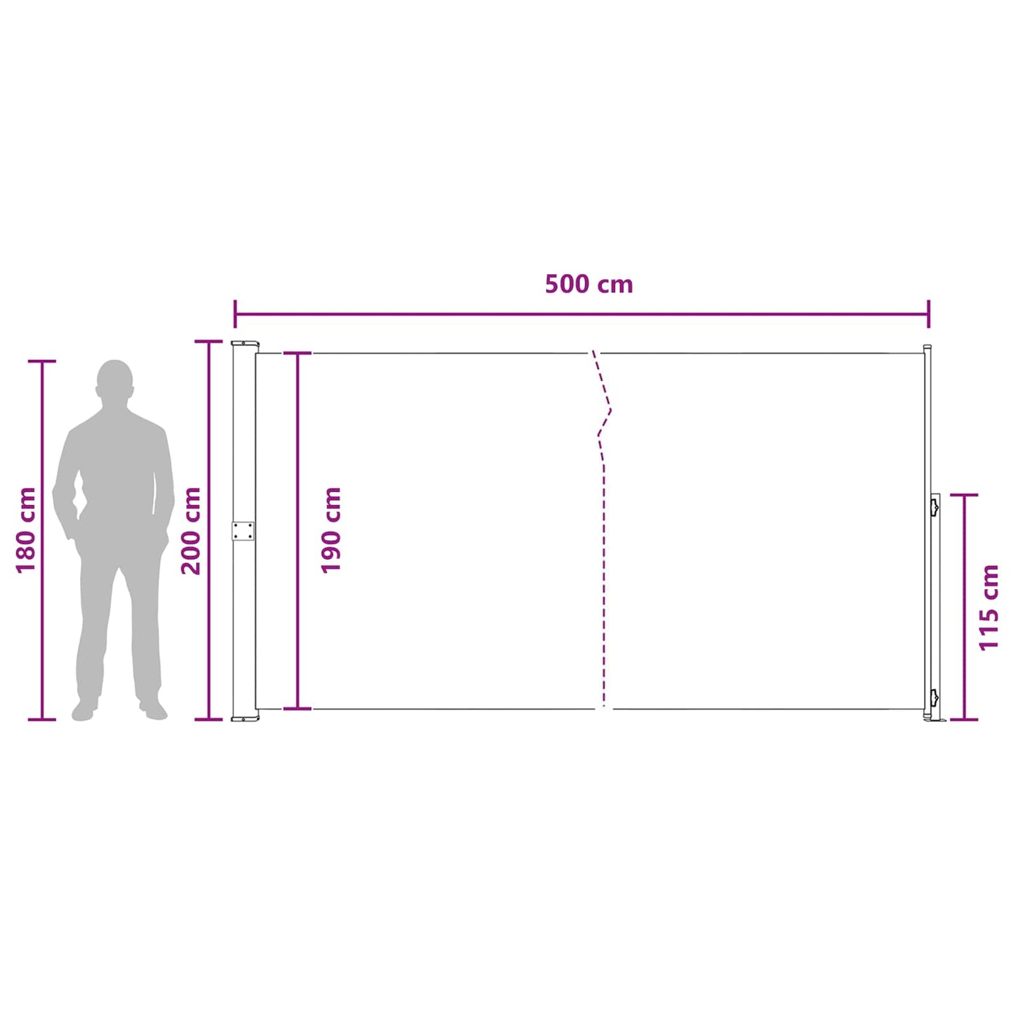 Ištraukiama šoninė užuolaida 200 x 500 cm