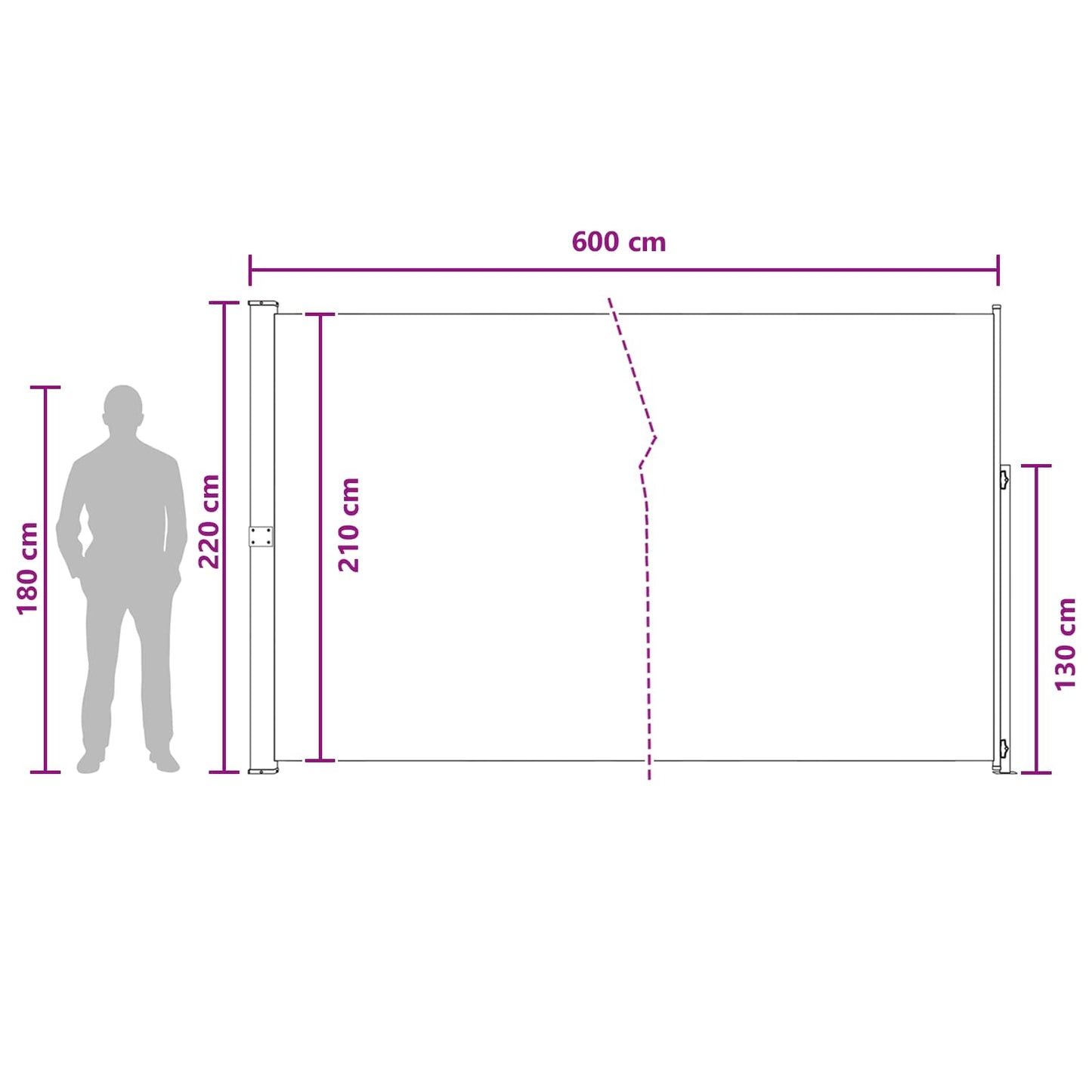Ištraukiama šoninė užuolaida Taupe 600 x 220 cm Poliesteris