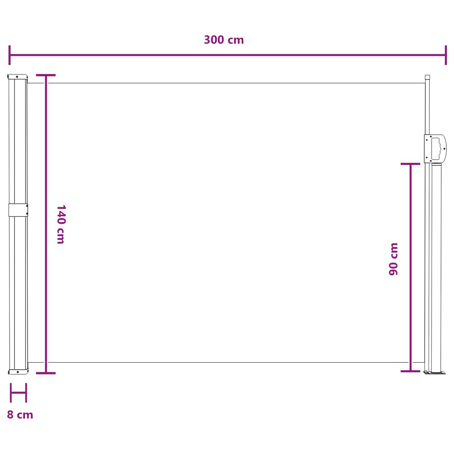 Ištraukiama šoninė užuolaida Smėlio 300 x 140 cm Poliesteris