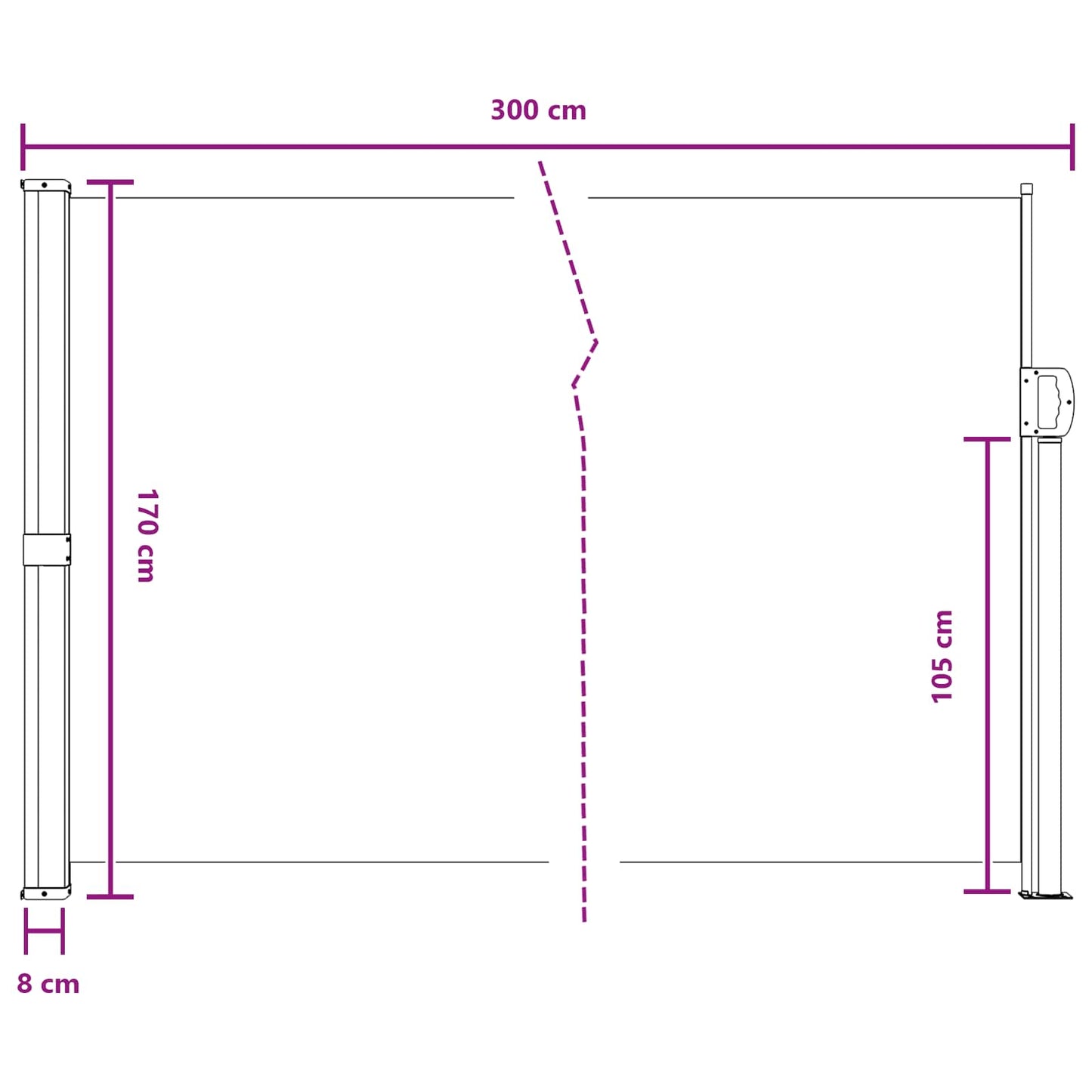 Ištraukiama šoninė užuolaida Antracito 300 x 170 cm Poliesteris