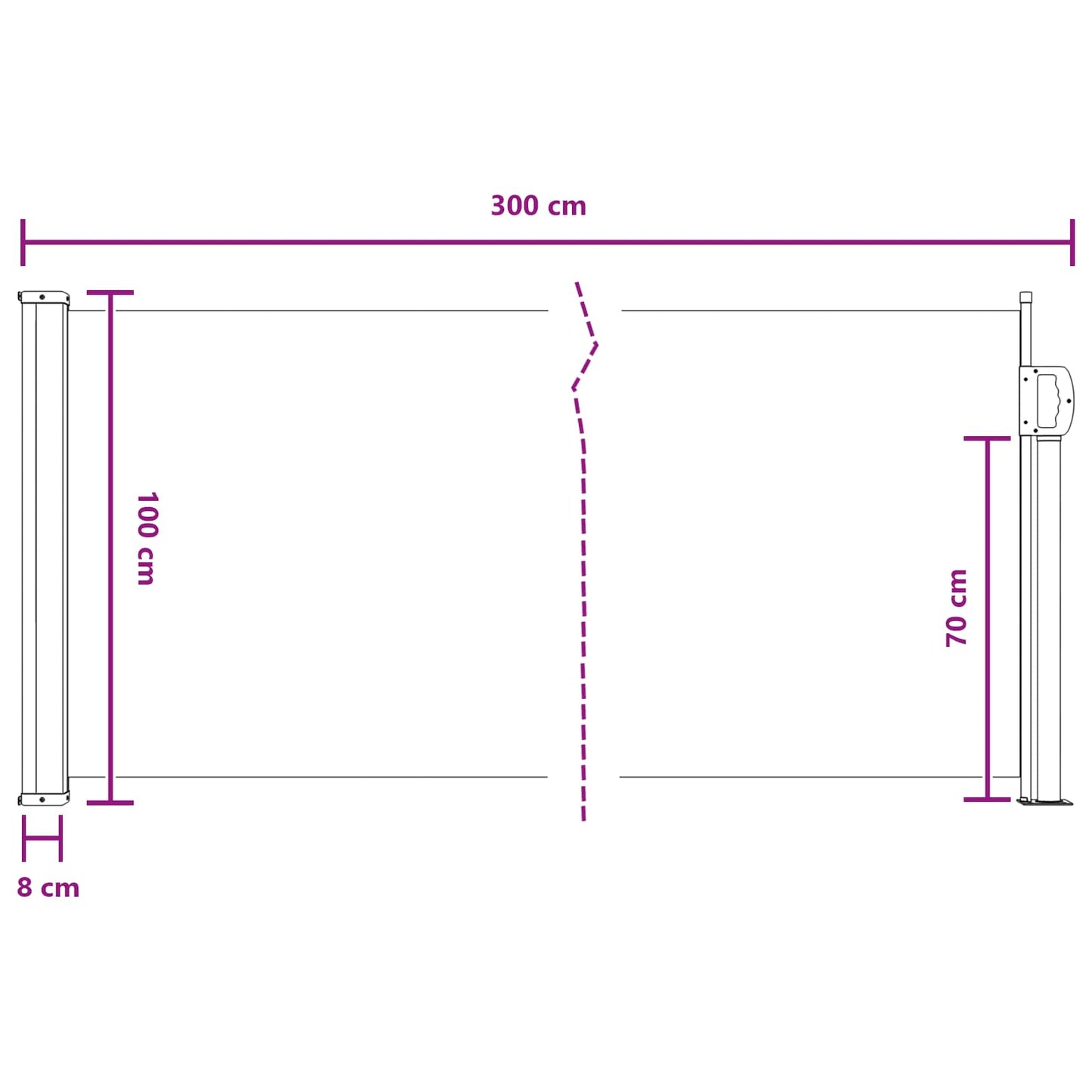 Ištraukiama šoninė užuolaida 300 x 100 cm Poliesteris