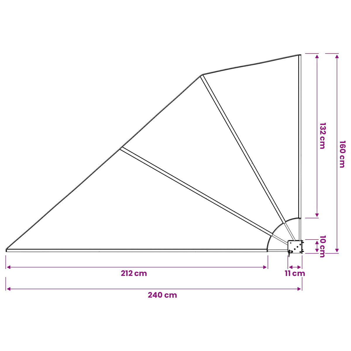 Balkono privatumo ekranas 240 x 160 cm Poliesteris ir plienas