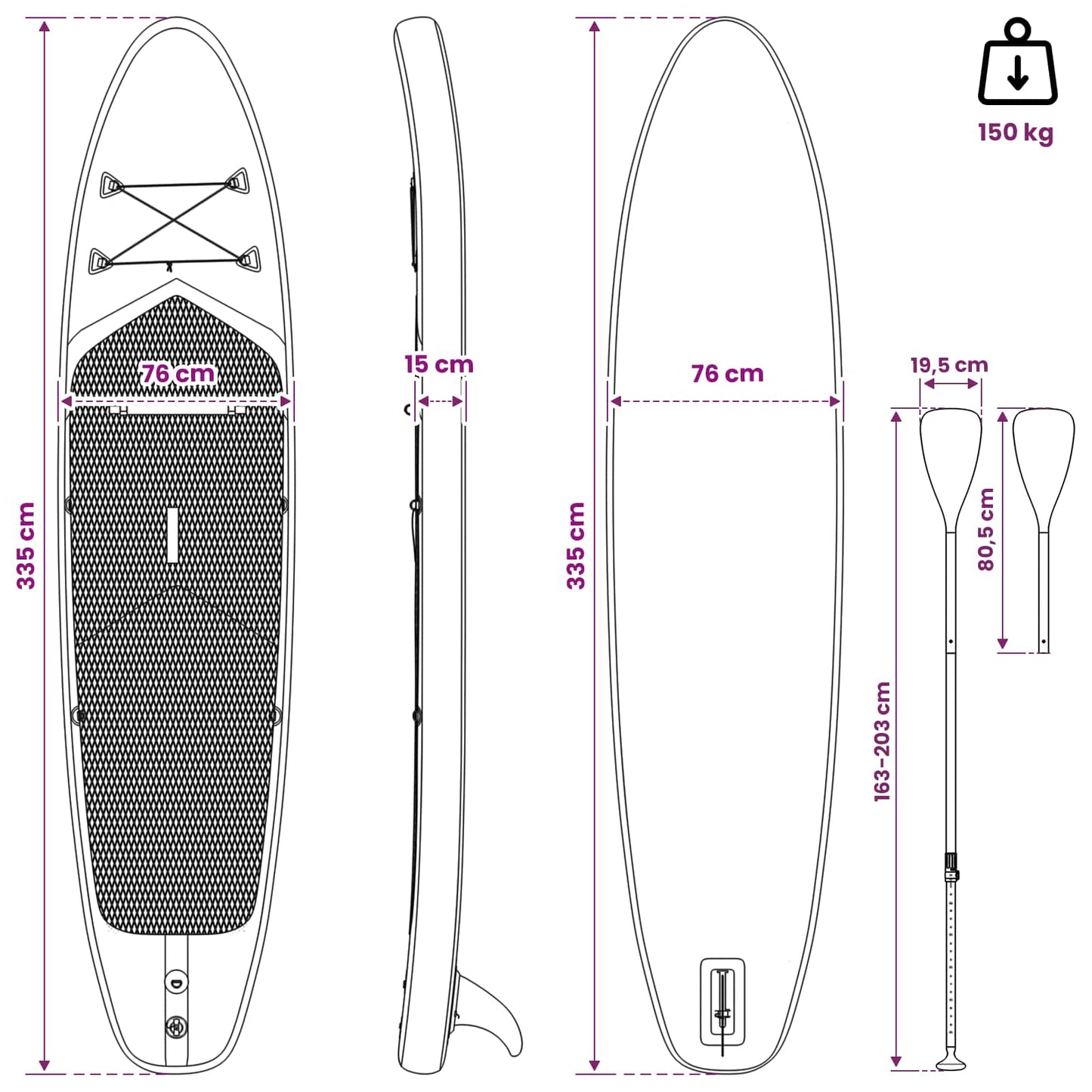 SUP lenta su sėdyne 2-in-1 POSEIDON 335 x 76 x 15 cm Žalia
