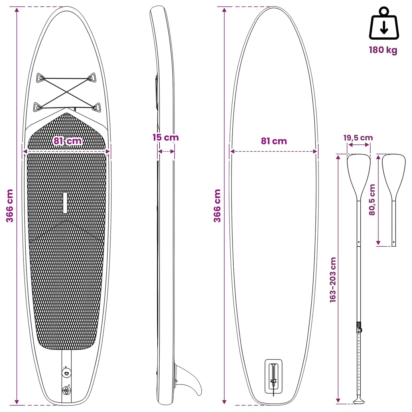 SUP lenta su sėdyne 2-in-1 APEX 366 x 81 x 15 cm Mėlyna skirta