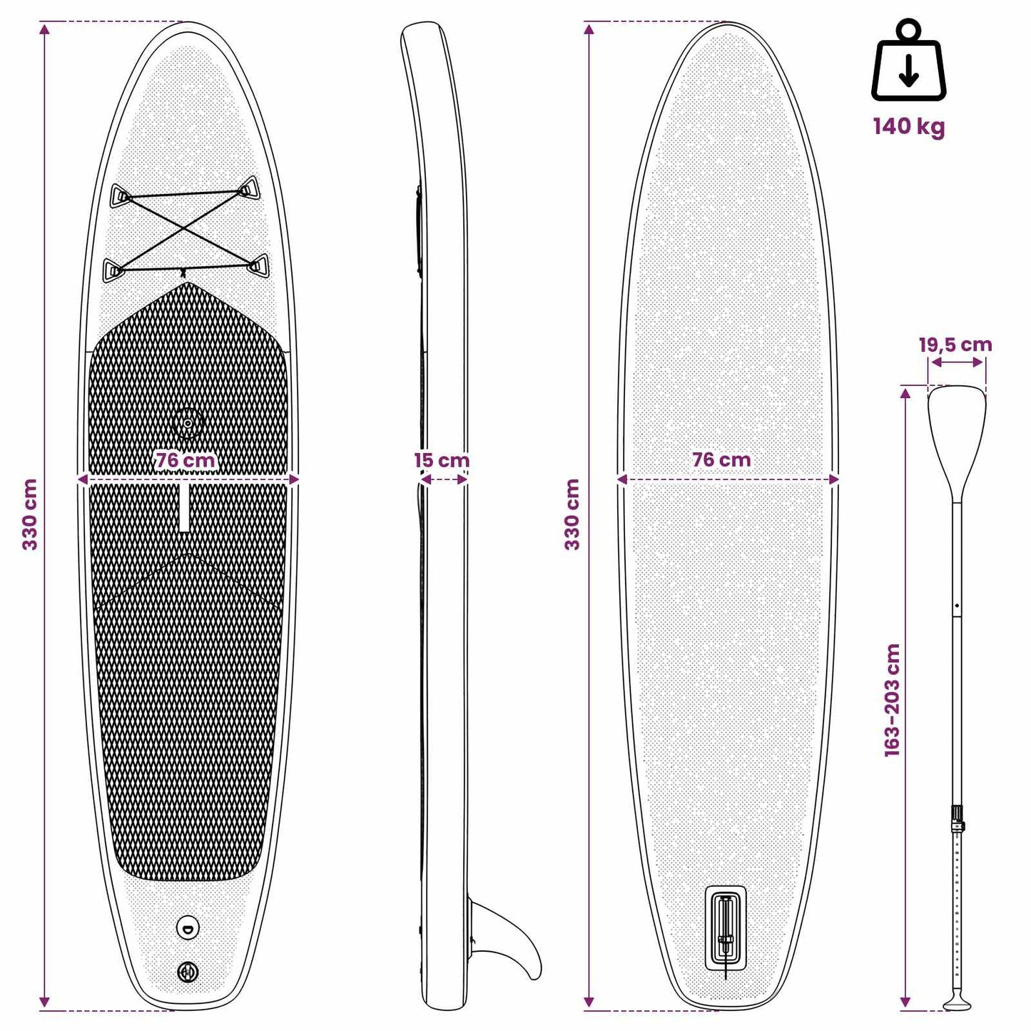 Pripučiamas SUP lenta su burės APEX 330 x 76 x 15 cm Mėlyna