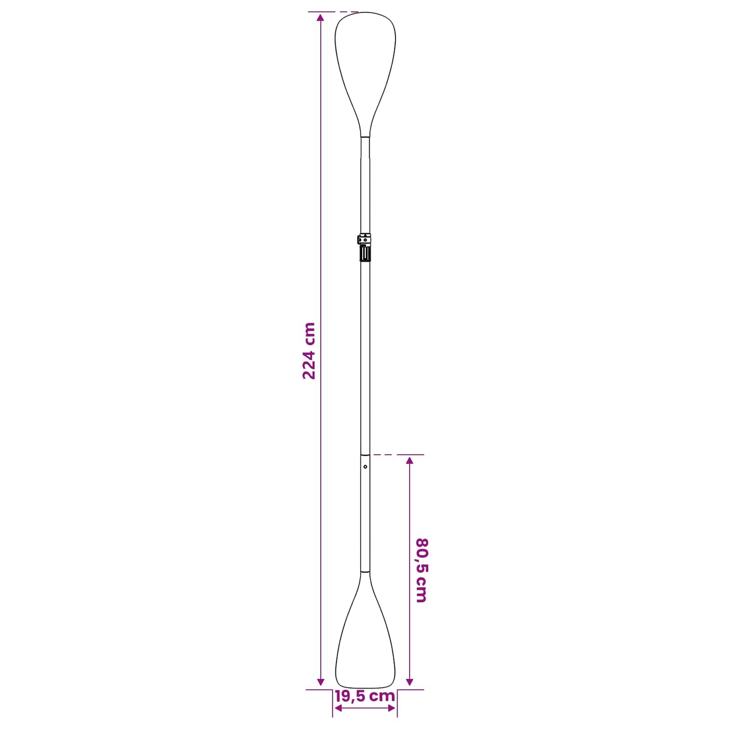 2 in 1 baidarė ir SUP irklas 203 x 19,5 cm Juoda