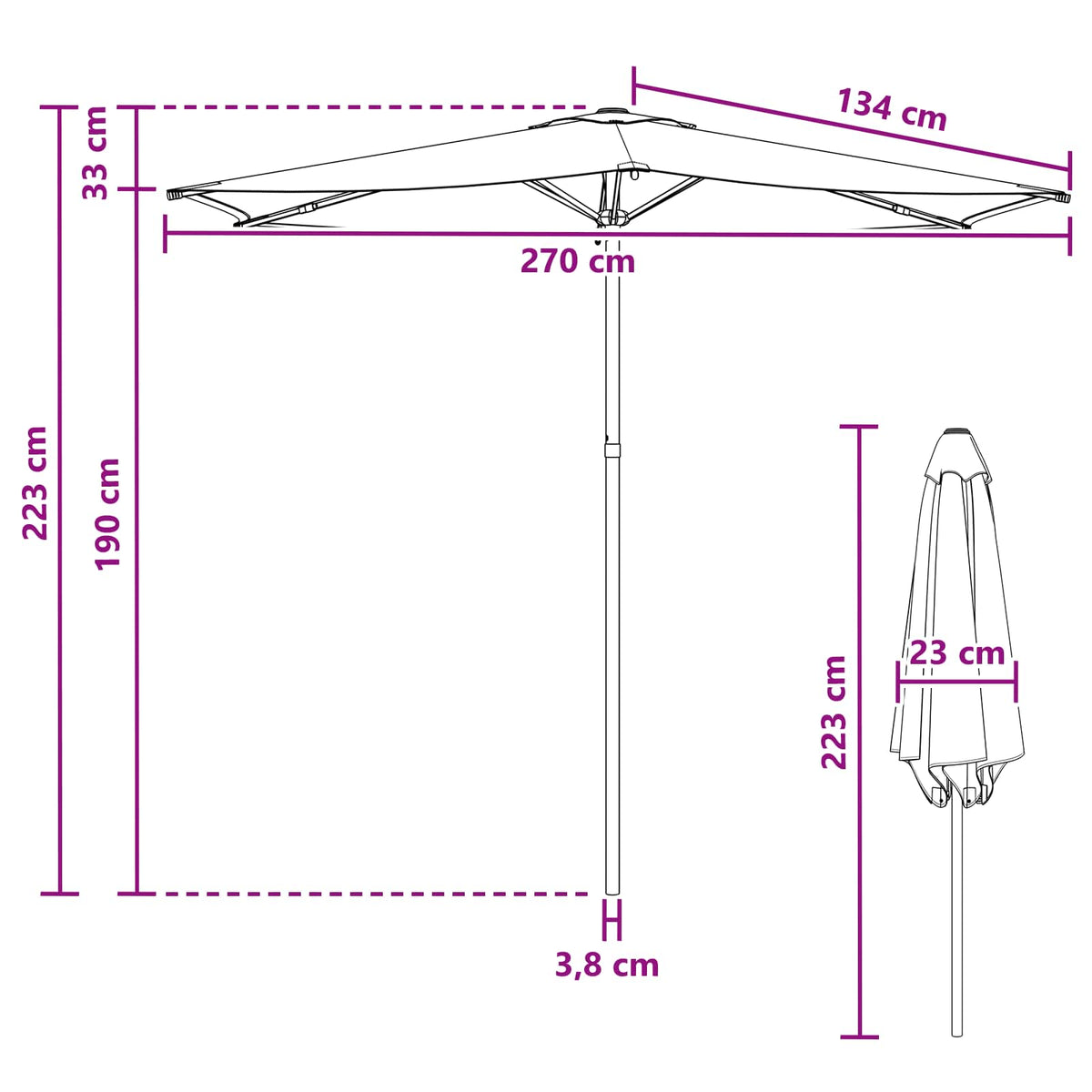 Sodo skėtis Stačiakampio 2,7 x 2,7 m Poliesteris Taupe