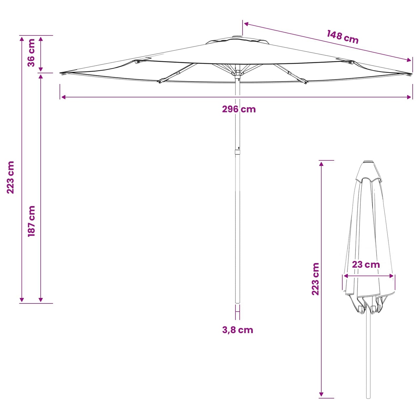 Sodo skėtis 300 x 300 cm Poliesteris Stačiakampio Kreminė