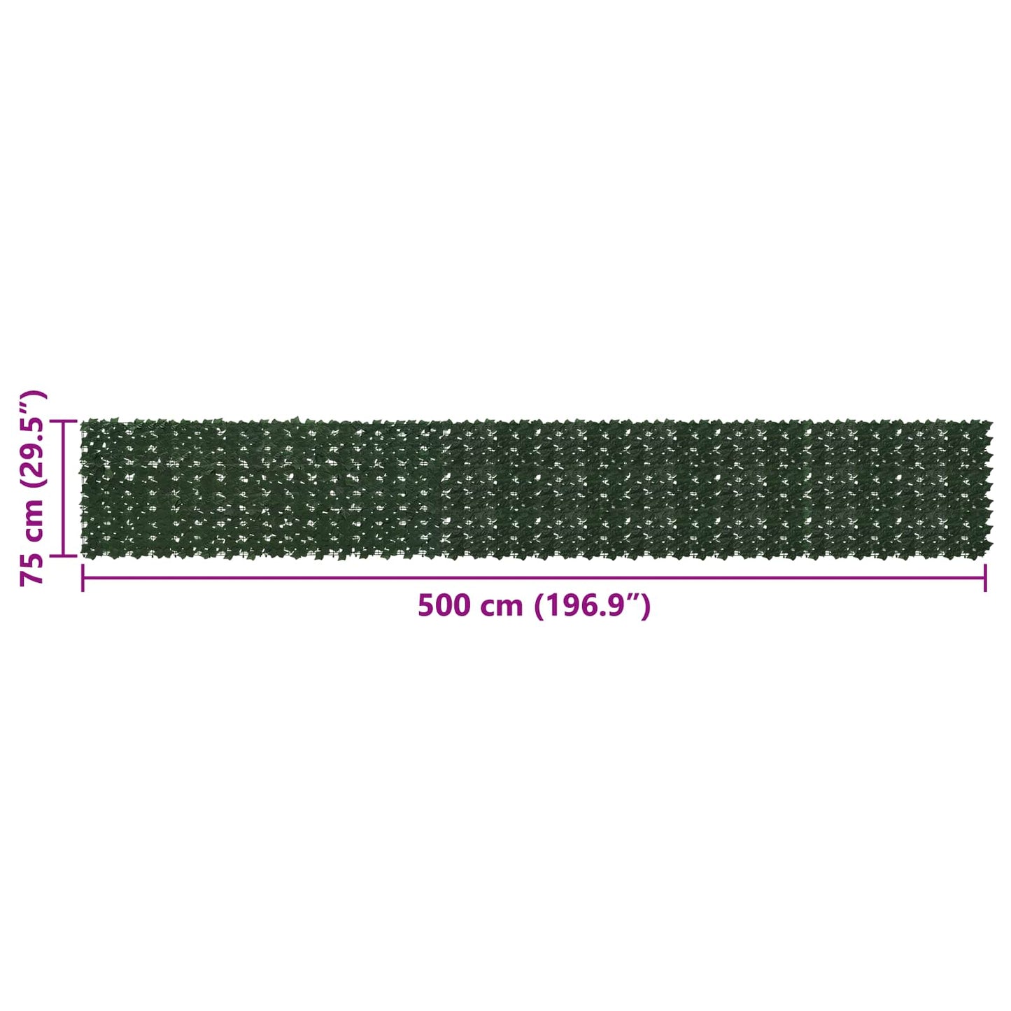 Balkono ekranas su lapais Tamsiai žalia 500 x 75 cm