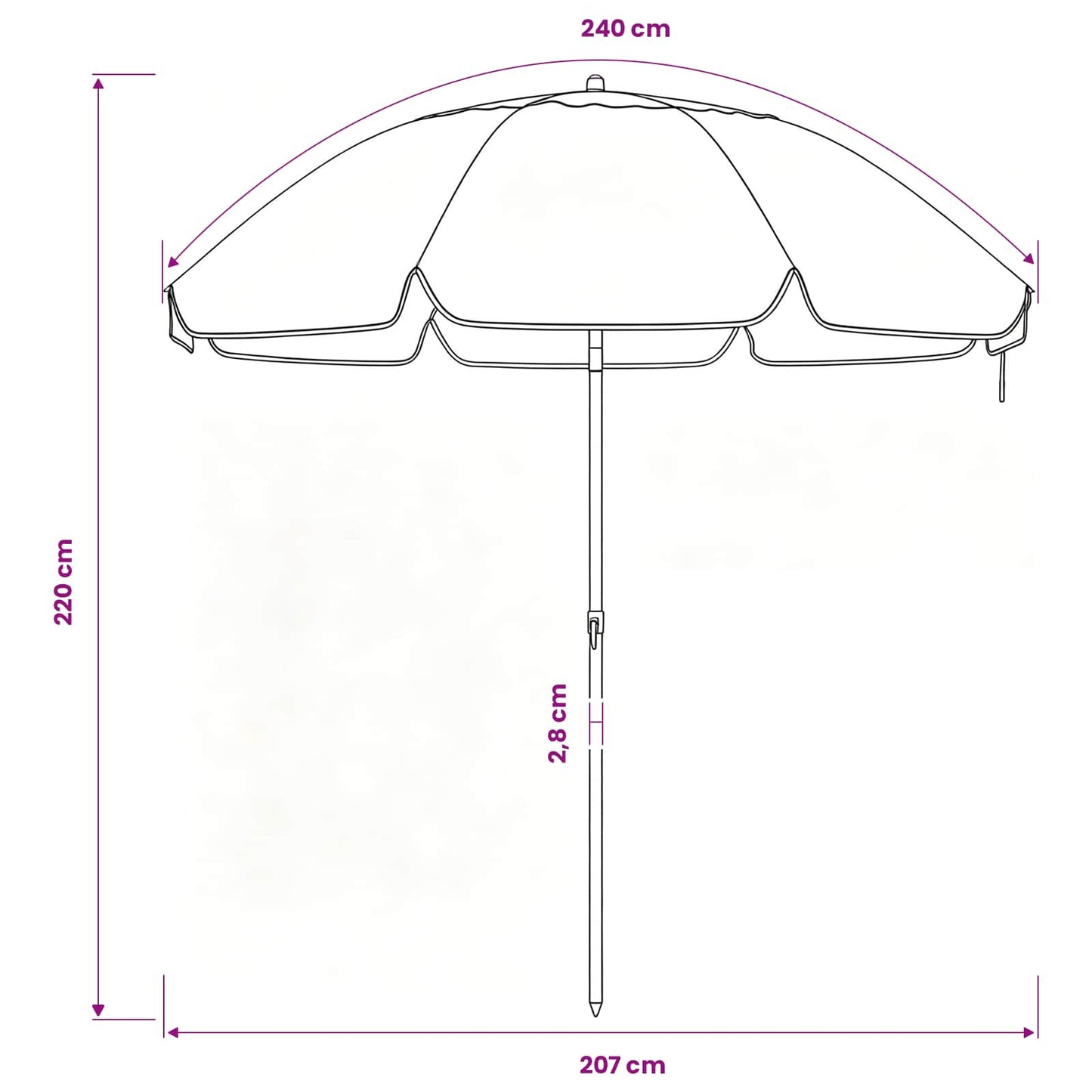 Sodo skėtis 240 cm 170T poliesteris Oranžinė