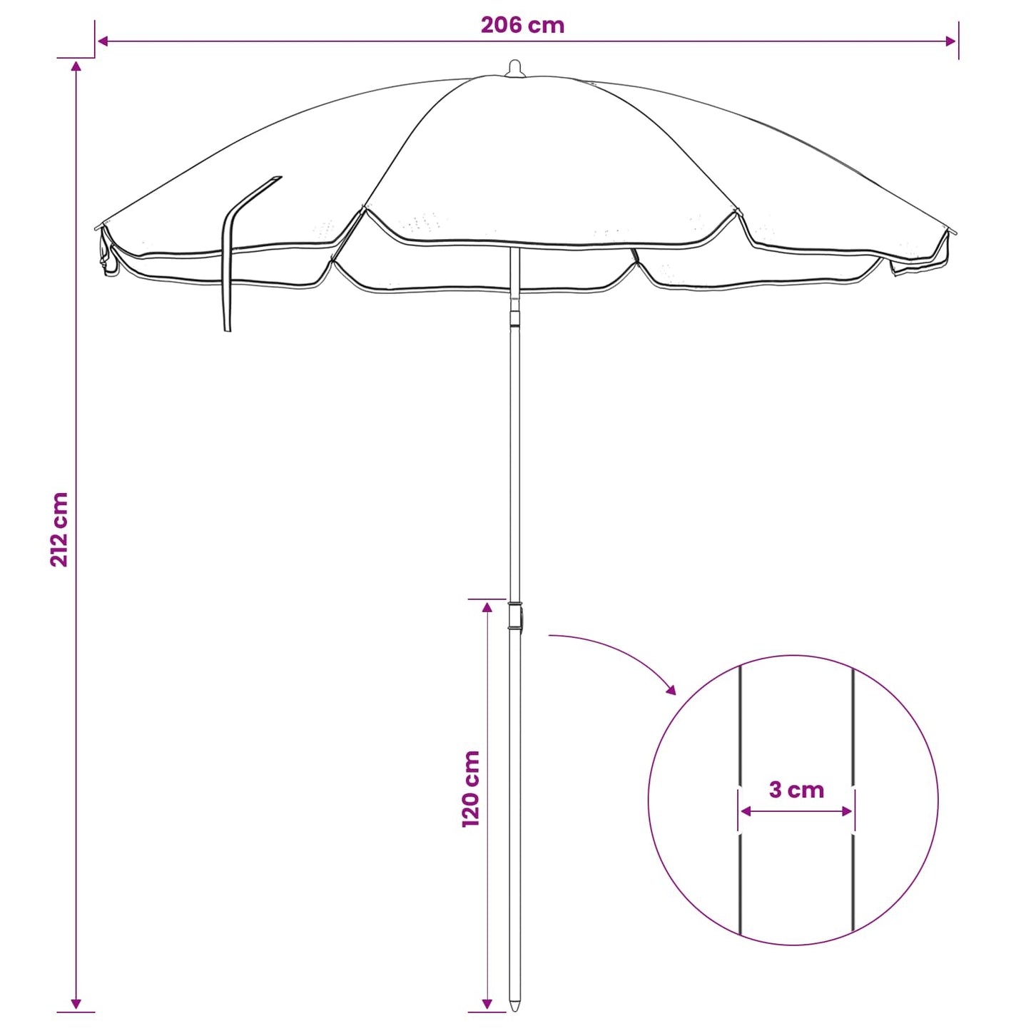 Sodo skėtis 207 cm 170T poliesteris Oranžinė