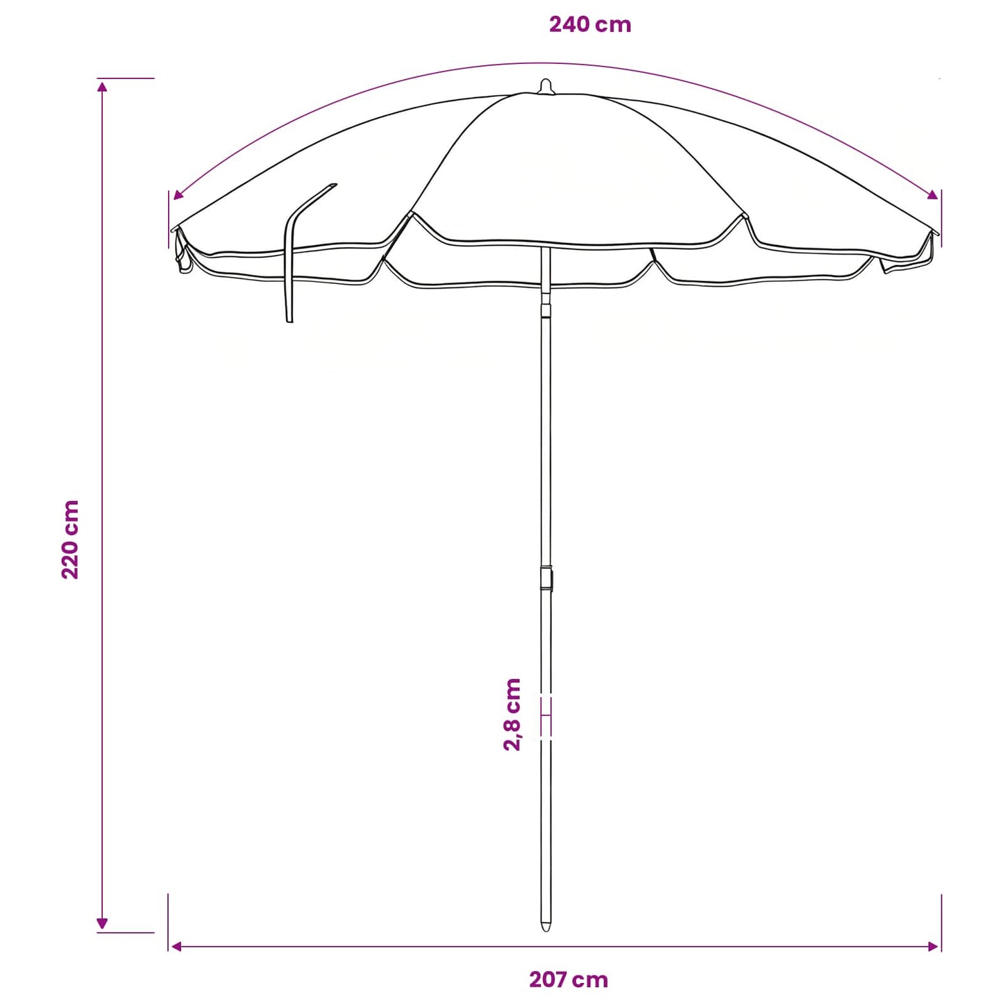 Sodo skėtis 240 cm 170T poliesteris Oranžinė