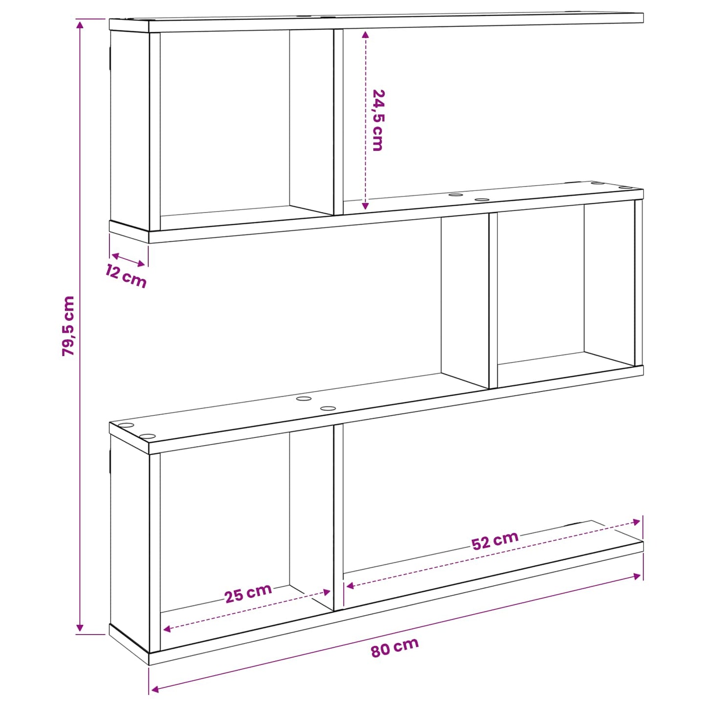 Sieninė lentyna Artisano ąžuolo 80 x 12 x 79,5 cm
