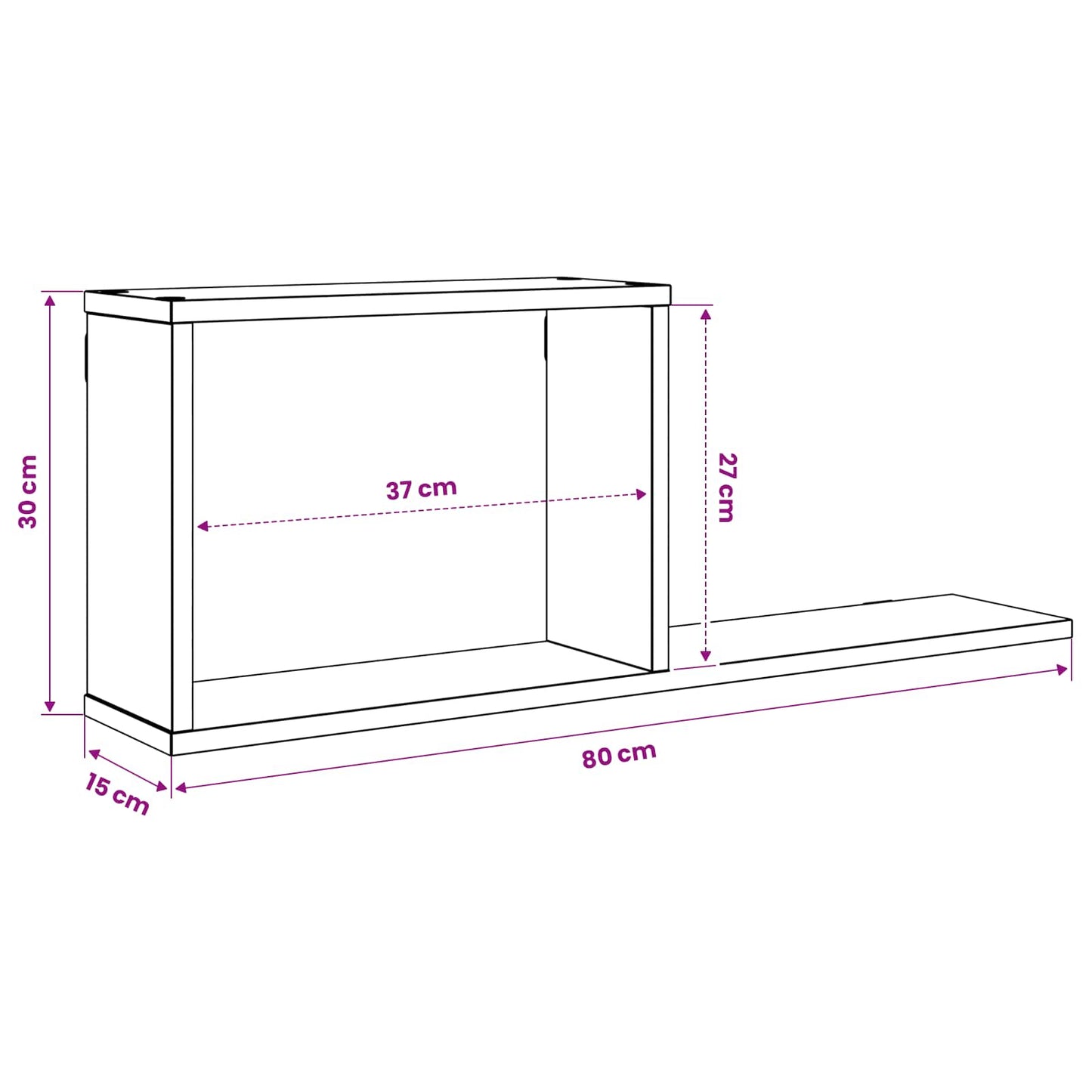 Plaukiojančios lentynos 2 pcs Betono pilka 80 x 15 x 30 cm