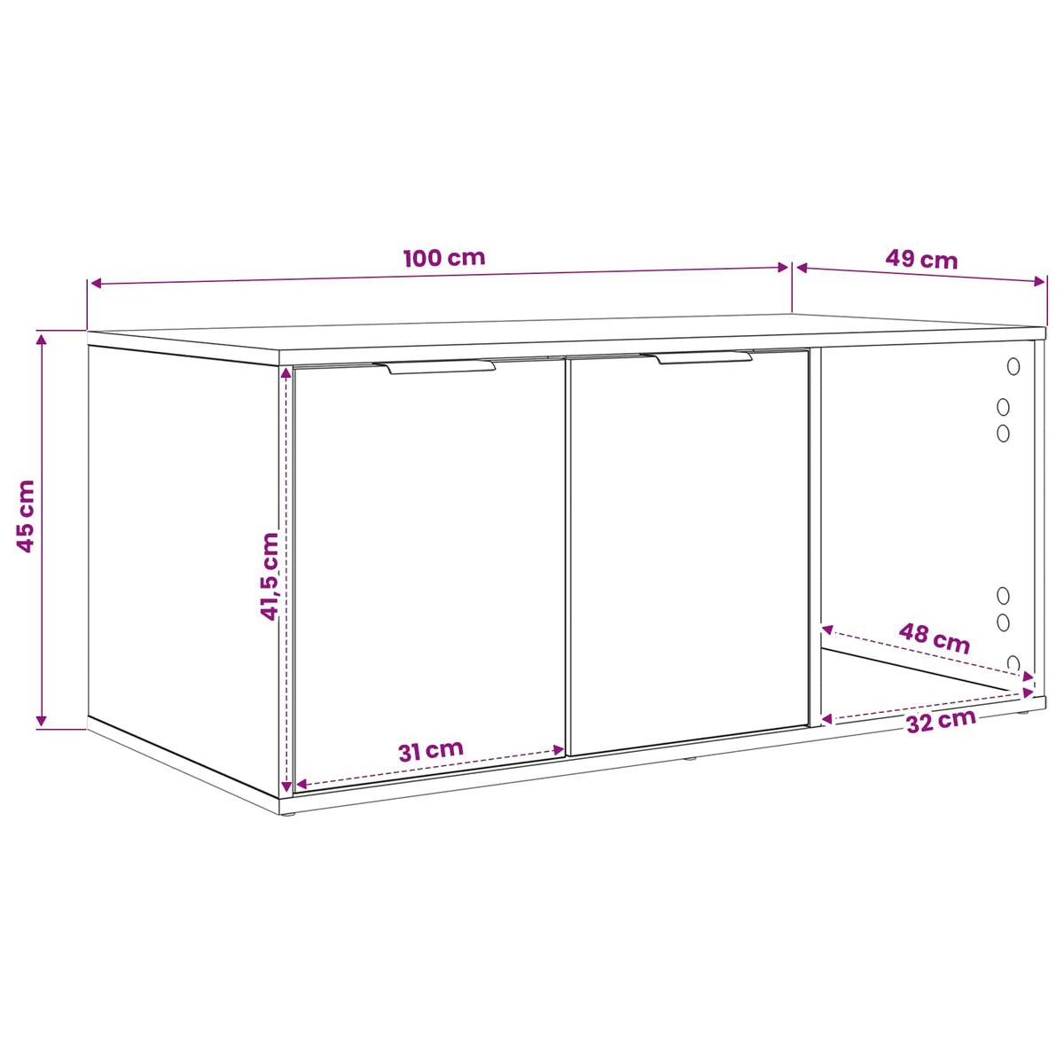 Katės narvo baldai Sendintos medienos 100 x 49 x 45 cm
