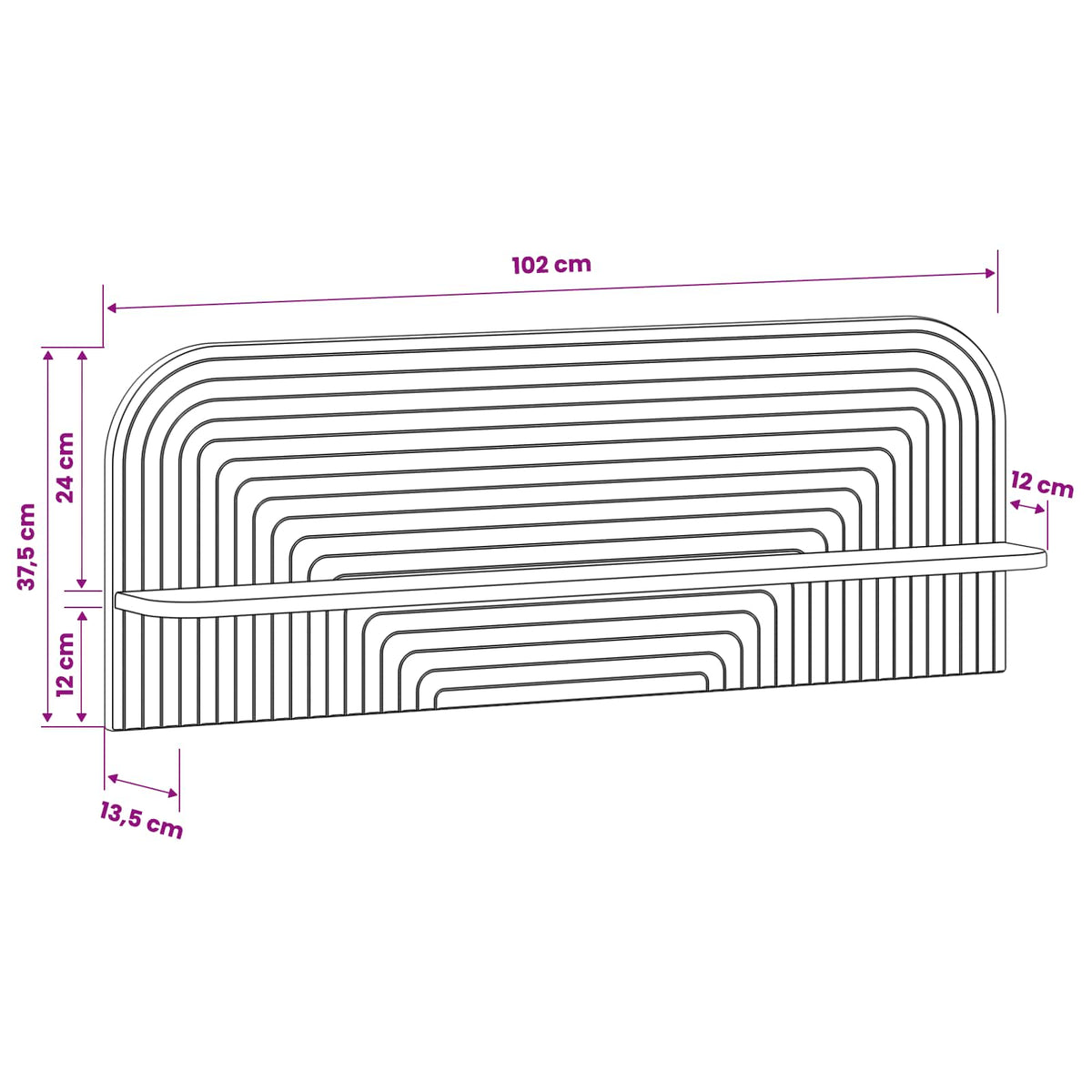 Sieninė lentyna 2 vnt. Dūminio ąžuolo 102 x 13.5 x 37.5 cm