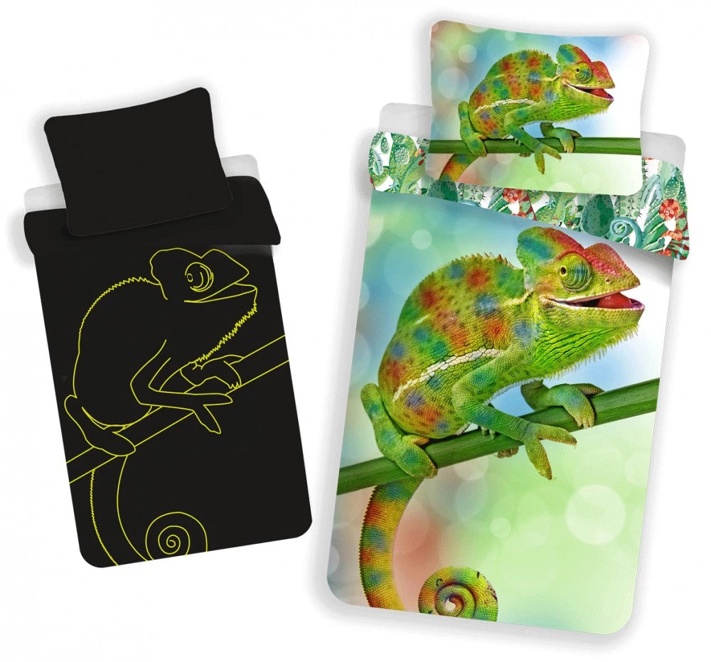 Vaikiškas patalynės komplektas Chameleonas (švytinti tamsoje, 140 × 200 cm, 2 dalių)