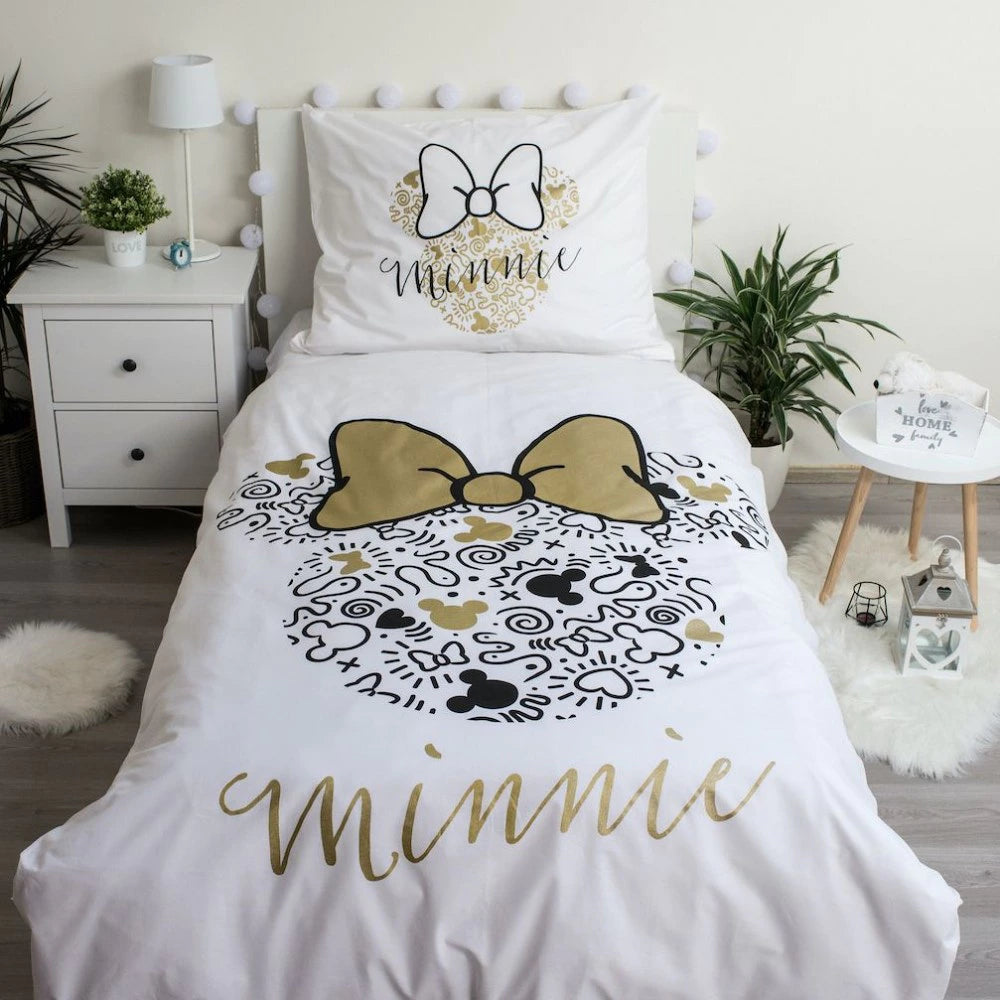Vaikiškas patalynės komplektas Disney Minnie Gold (140 × 200 cm, 2 dalių)