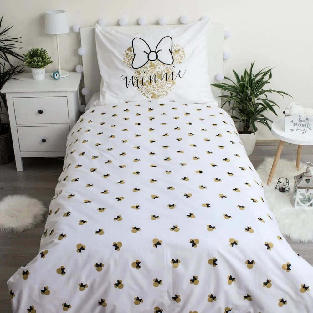Vaikiškas patalynės komplektas Disney Minnie Gold (140 × 200 cm, 2 dalių)