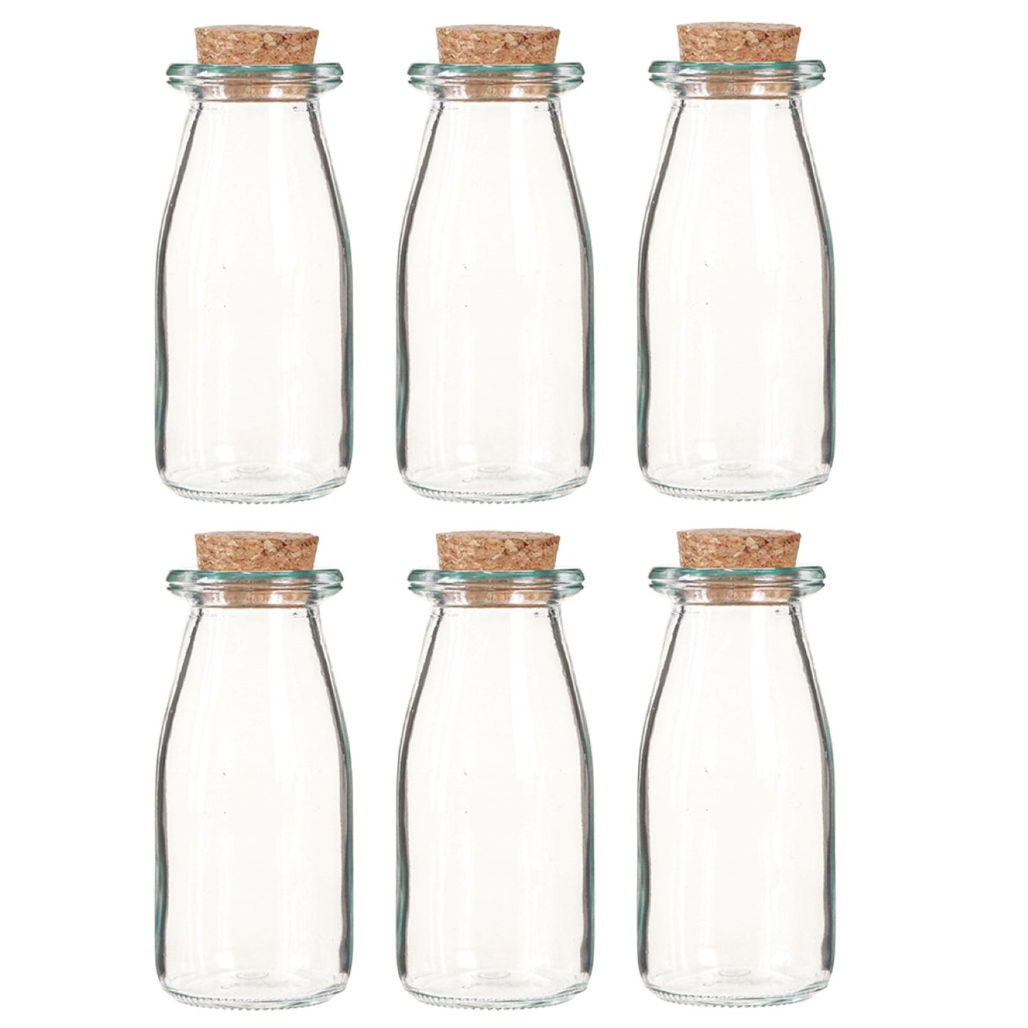 Mini stiklinės vazos su kamščiu (6 vnt.)