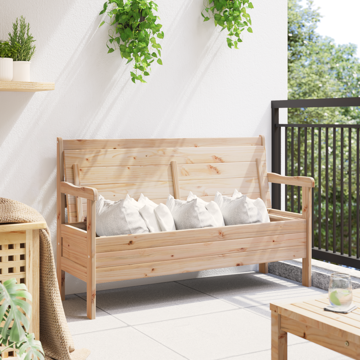 Lauko suolas 119x76x44 cm Iš kietos pušies medienos