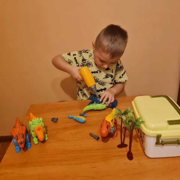 Konstruktorius „Dinozaurai“ – 4 viename rinkinys su atsuktuvu