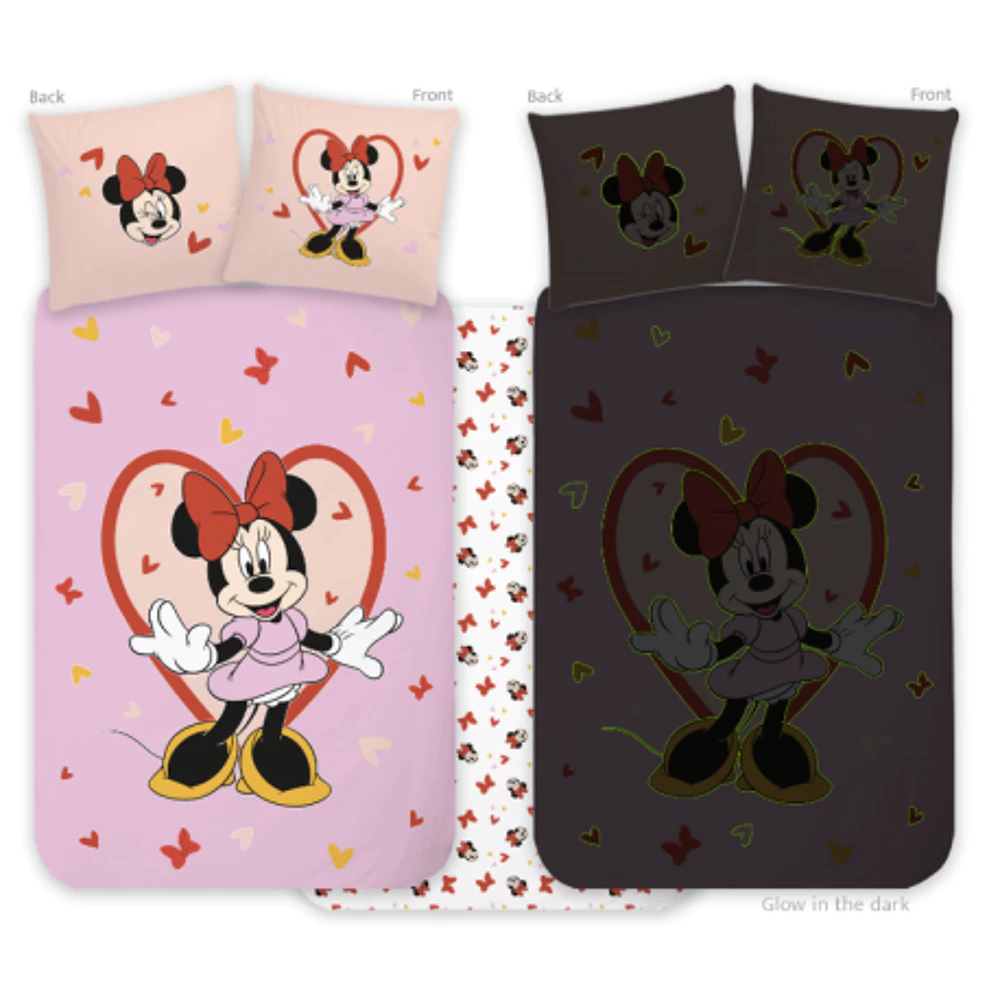 Kūdikių patalynės komplektas Disney Minnie (švyti tamsoje), 100x135 cm, 2 dalių