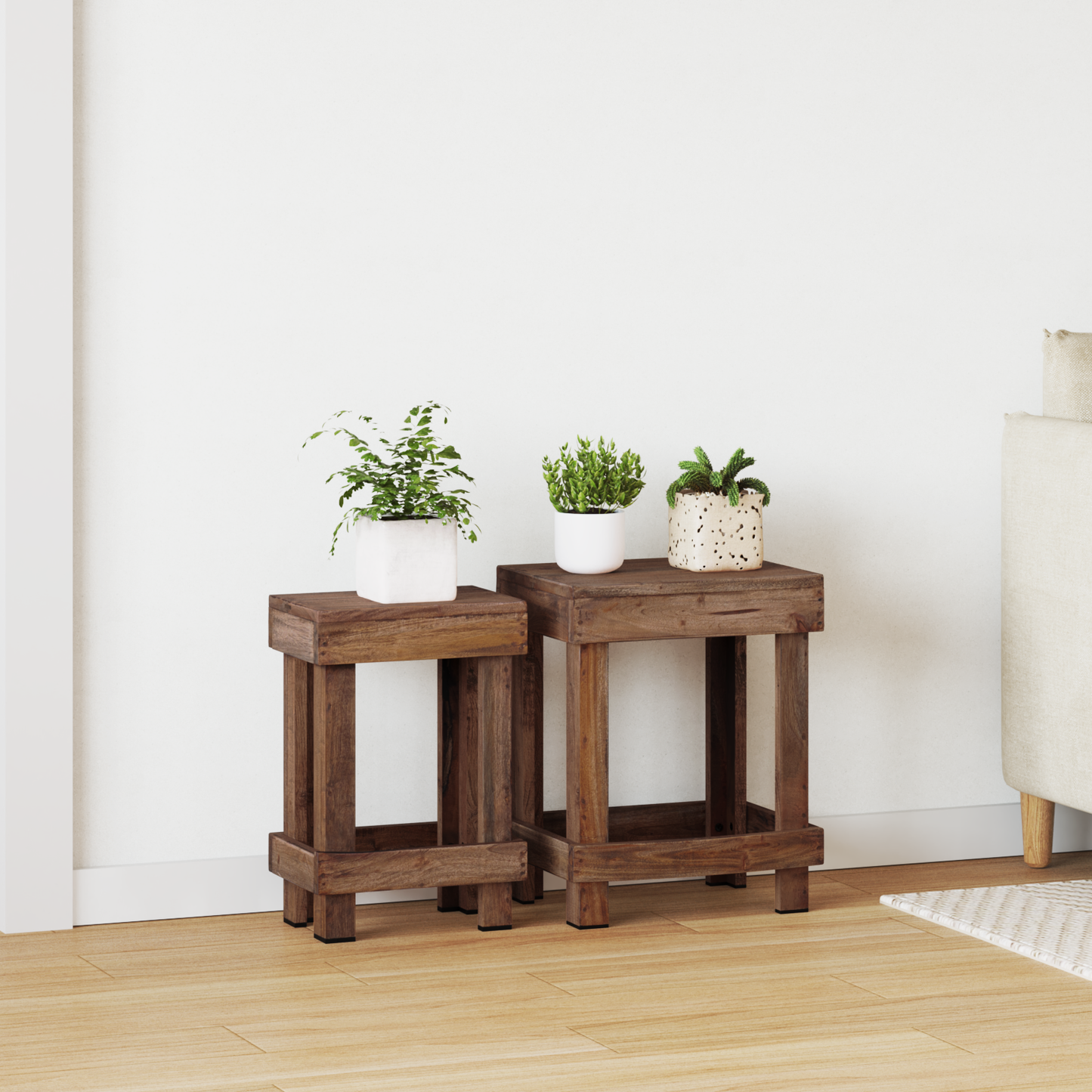 Augalų stovas 2 pcs Ruda 70 x 11 x 27 cm Mahogany Medis