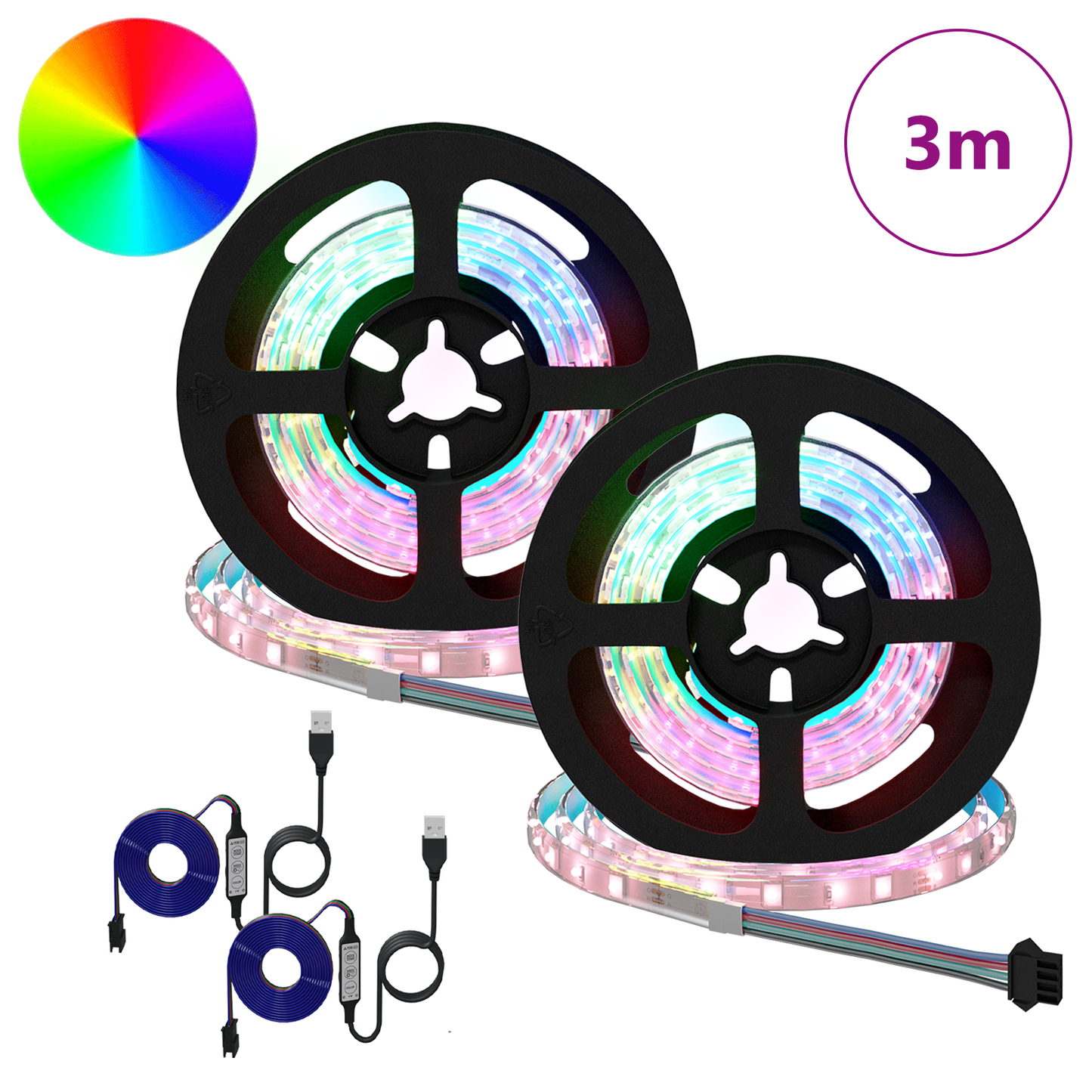 LED juosta 4 pcs Juoda ir permatoma 75 x 0,8 x 0,3 cm