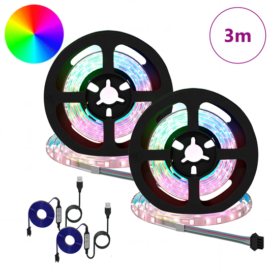 LED juosta 4 pcs Juoda ir permatoma 75 x 0,8 x 0,3 cm