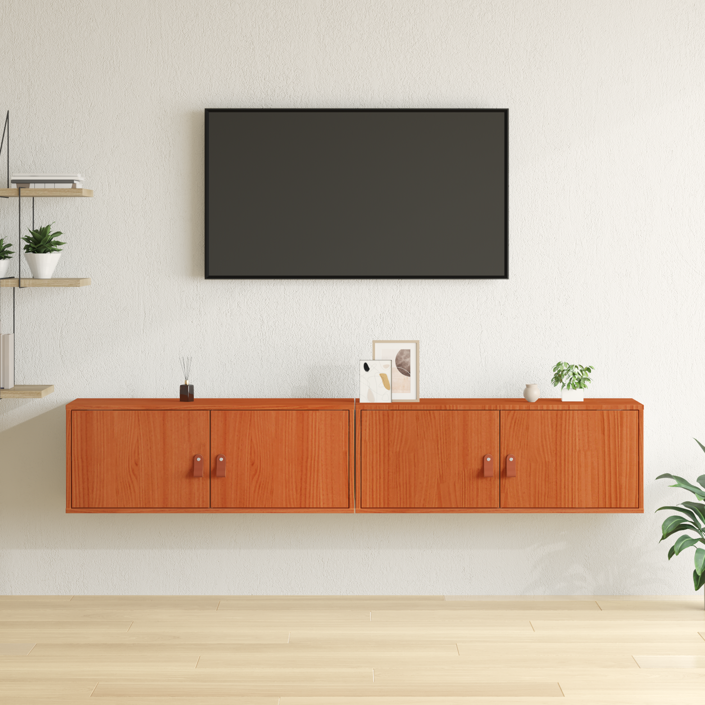 Sieninė spintelė su lentyna 2 pcs Vaško ruda 80 x 30 x 30 cm