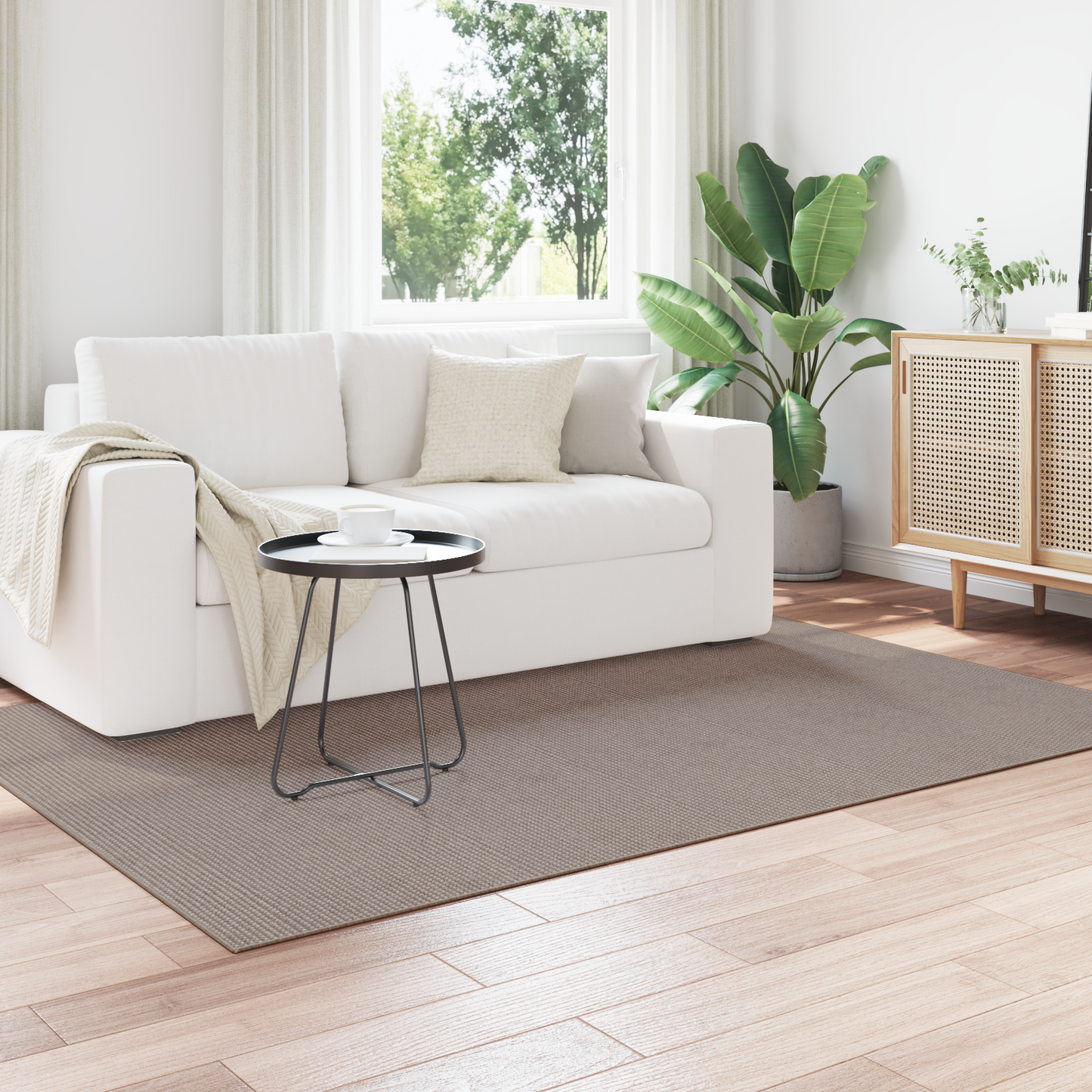 Zoninės kiliminės dangos HUARTE Taupe 200 x 140 cm Poliesteris