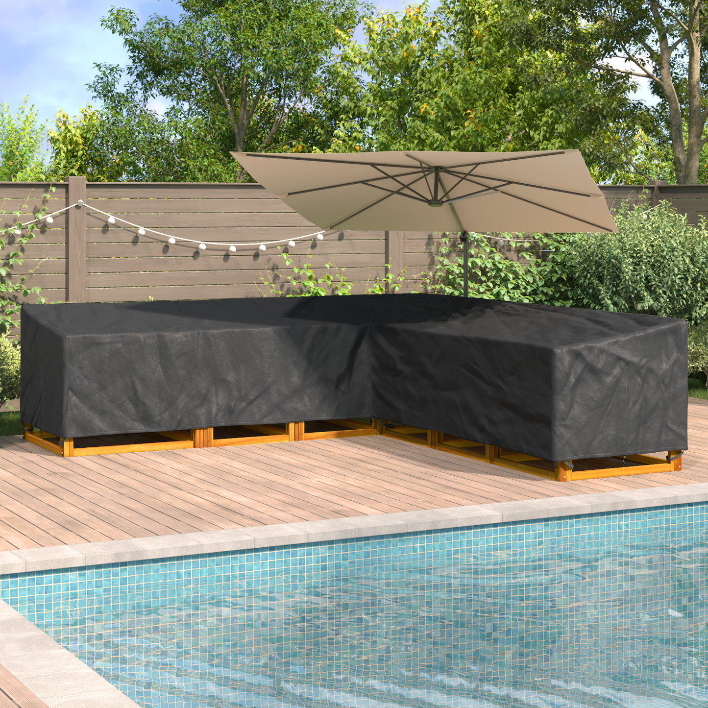 Lauko baldų uždangalas 325 x 325 x 80 cm 600D Oxford audinys