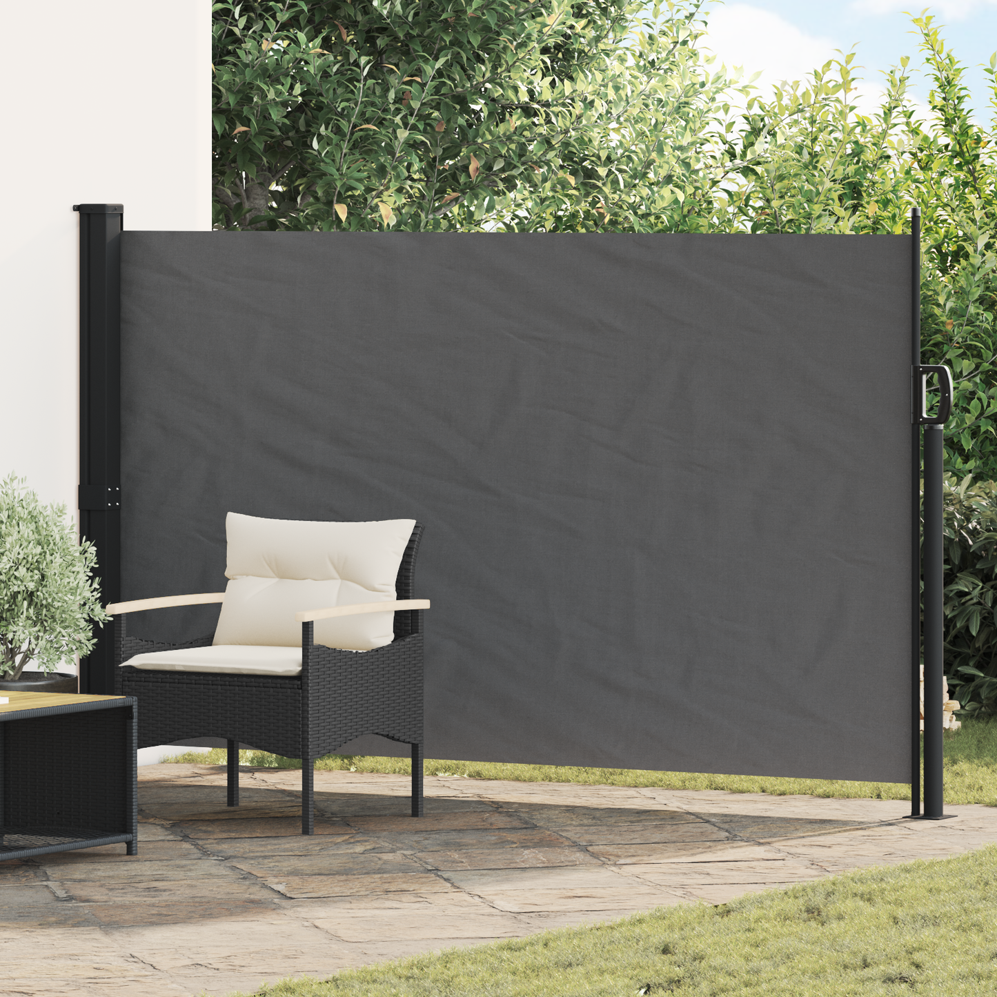 Ištraukiama šoninė užuolaida Antracito 300 x 170 cm Poliesteris