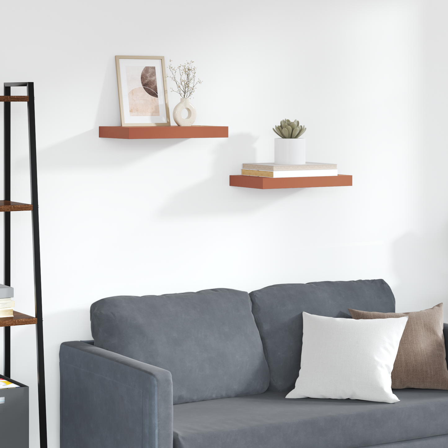 Sieninės lentynos su saugykla 2 pcs Raudona 40 x 23,5 x 4 cm