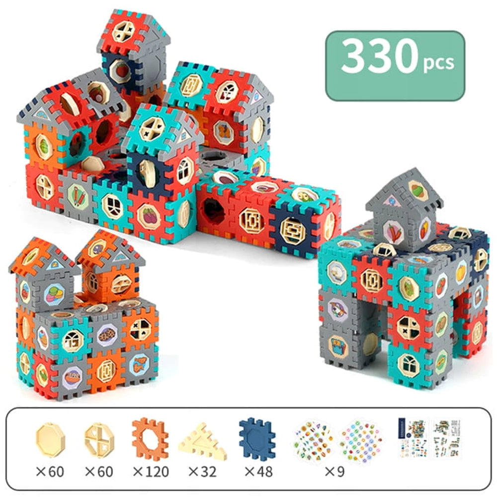 Didelis konstruktoriaus kaladėlių dėlionės rinkinys  (330 detalių)